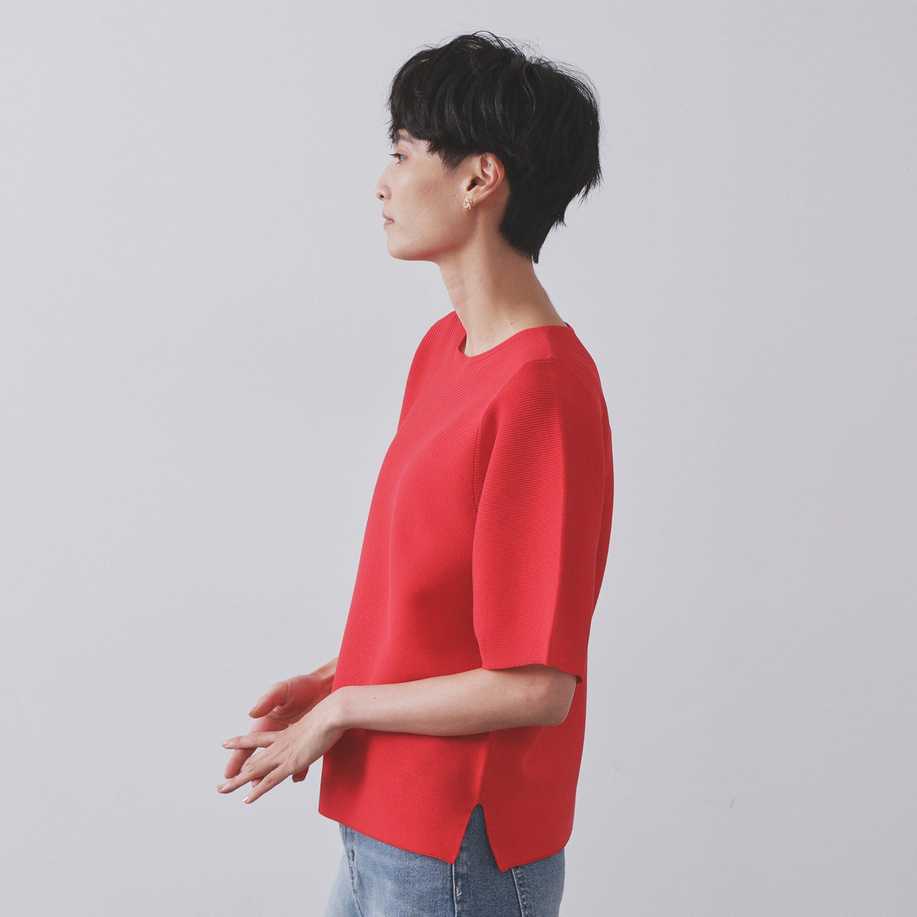 OPAQUE.CLIP「ガーターボリュームスリーブニット【UVケア/洗濯機洗い可】」|ニット・セーター|