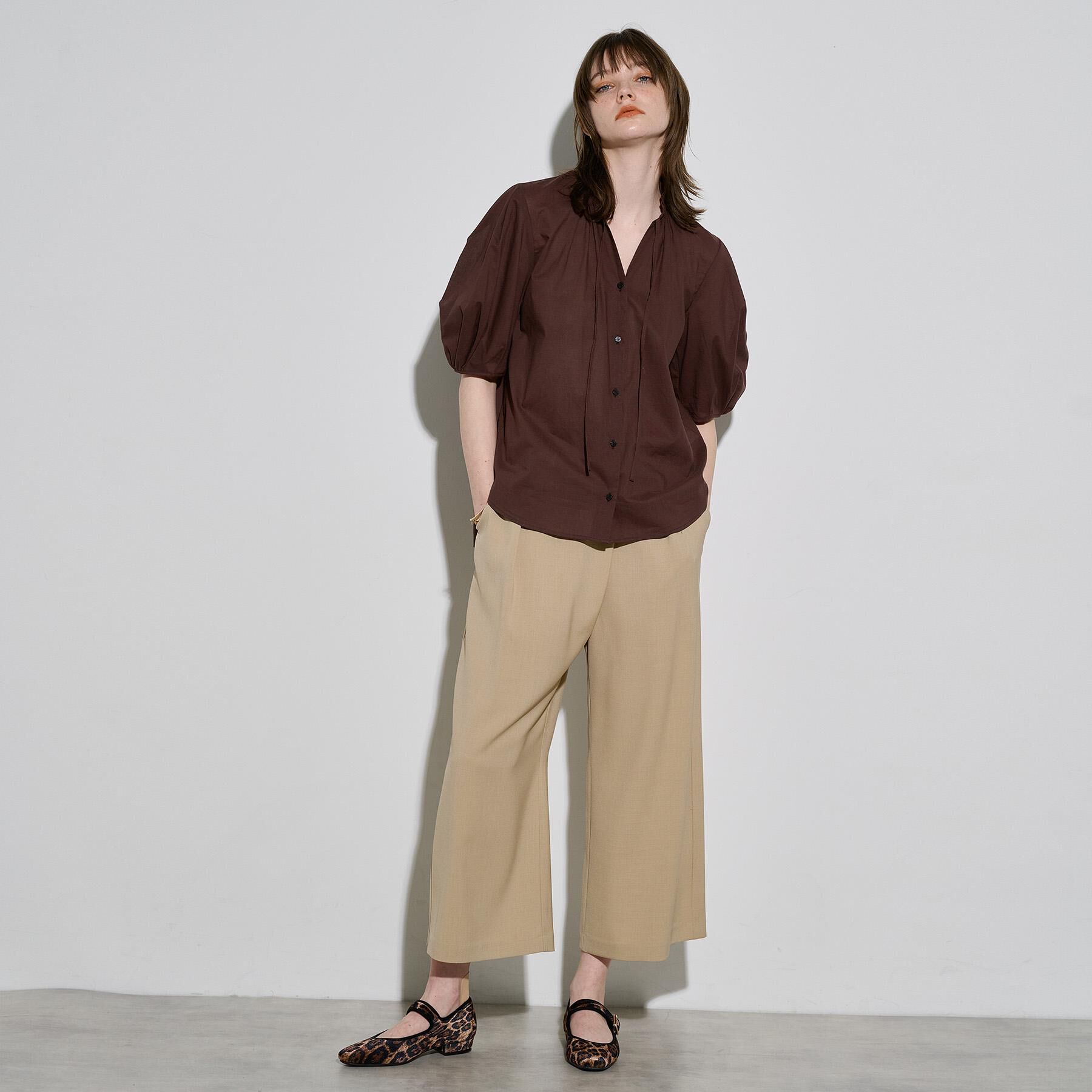 OPAQUE.CLIP「シアーフリルネックブラウス【洗濯機洗い可】」|シャツ・ブラウス|