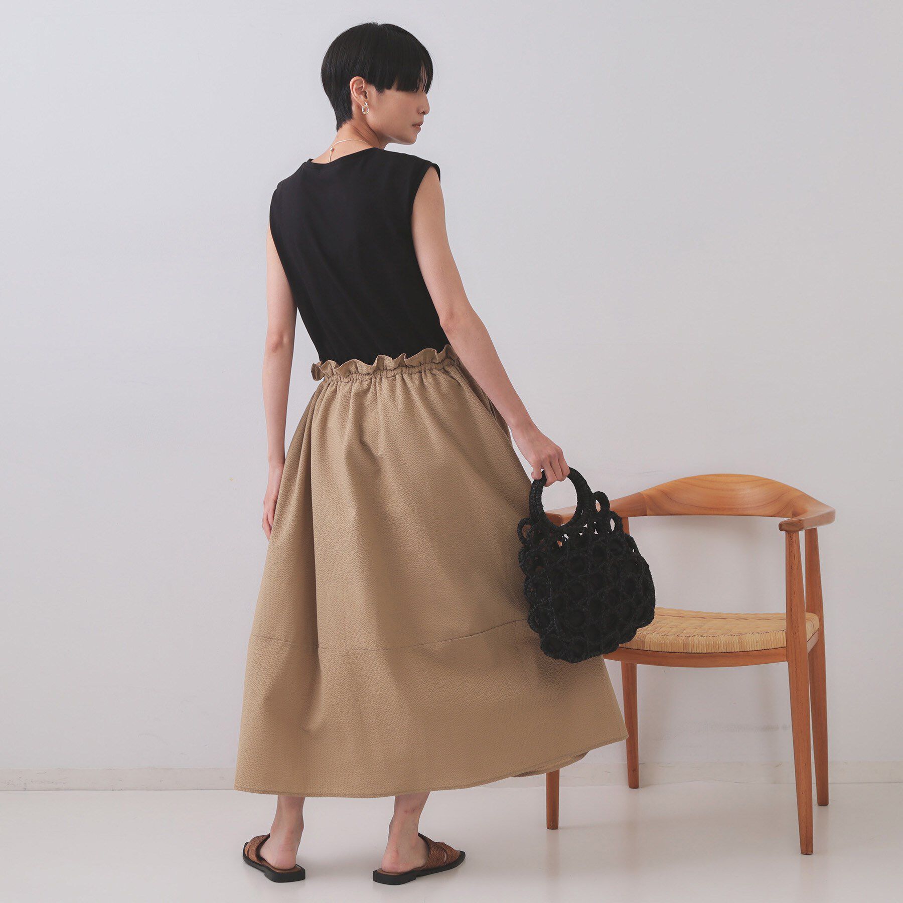 OPAQUE.CLIP「配色サッカードッキングワンピース【洗濯機洗い可】」|ワンピース|