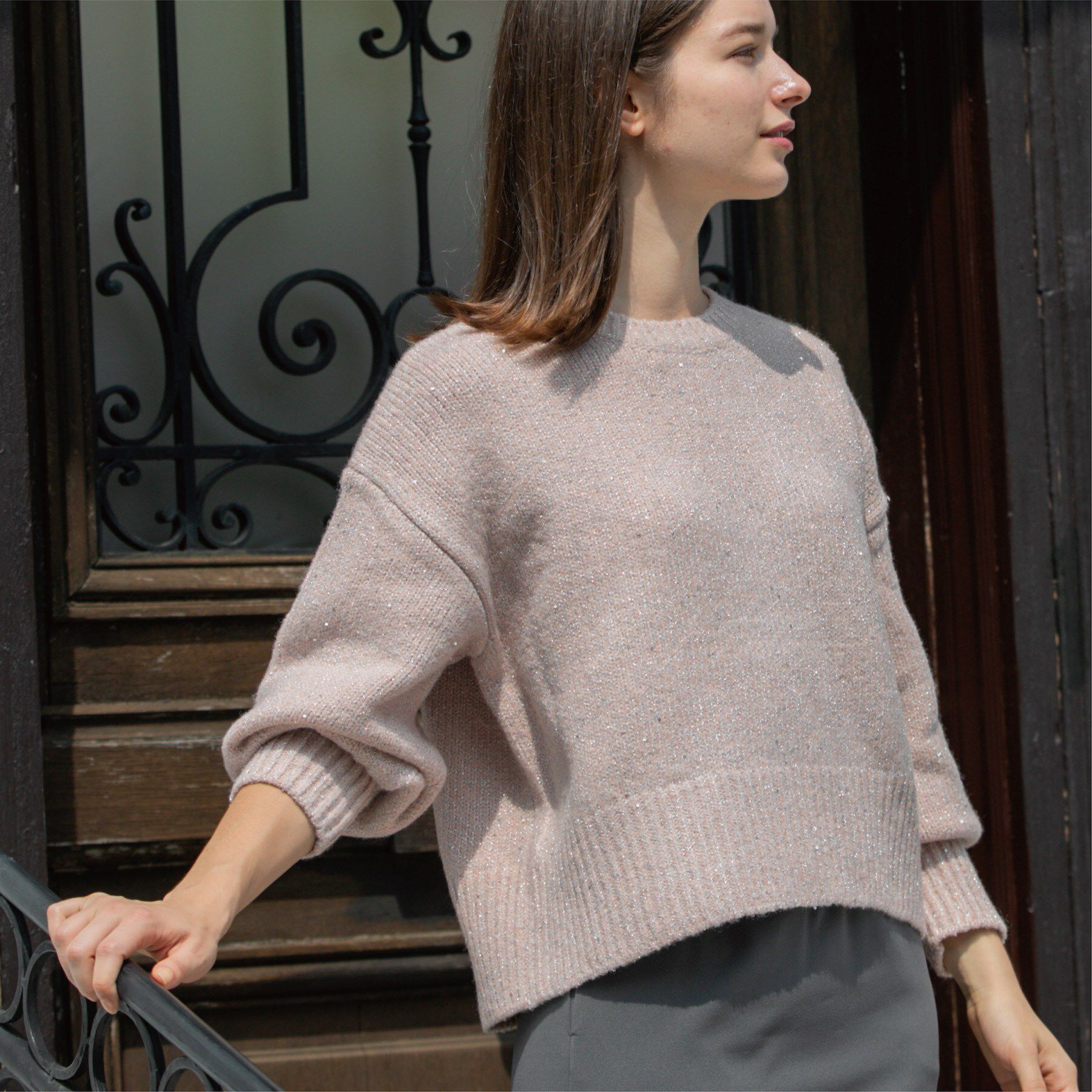 OPAQUE.CLIP「スパンコールラメニット【洗える】」|ニット・セーター|ライトピンク(670