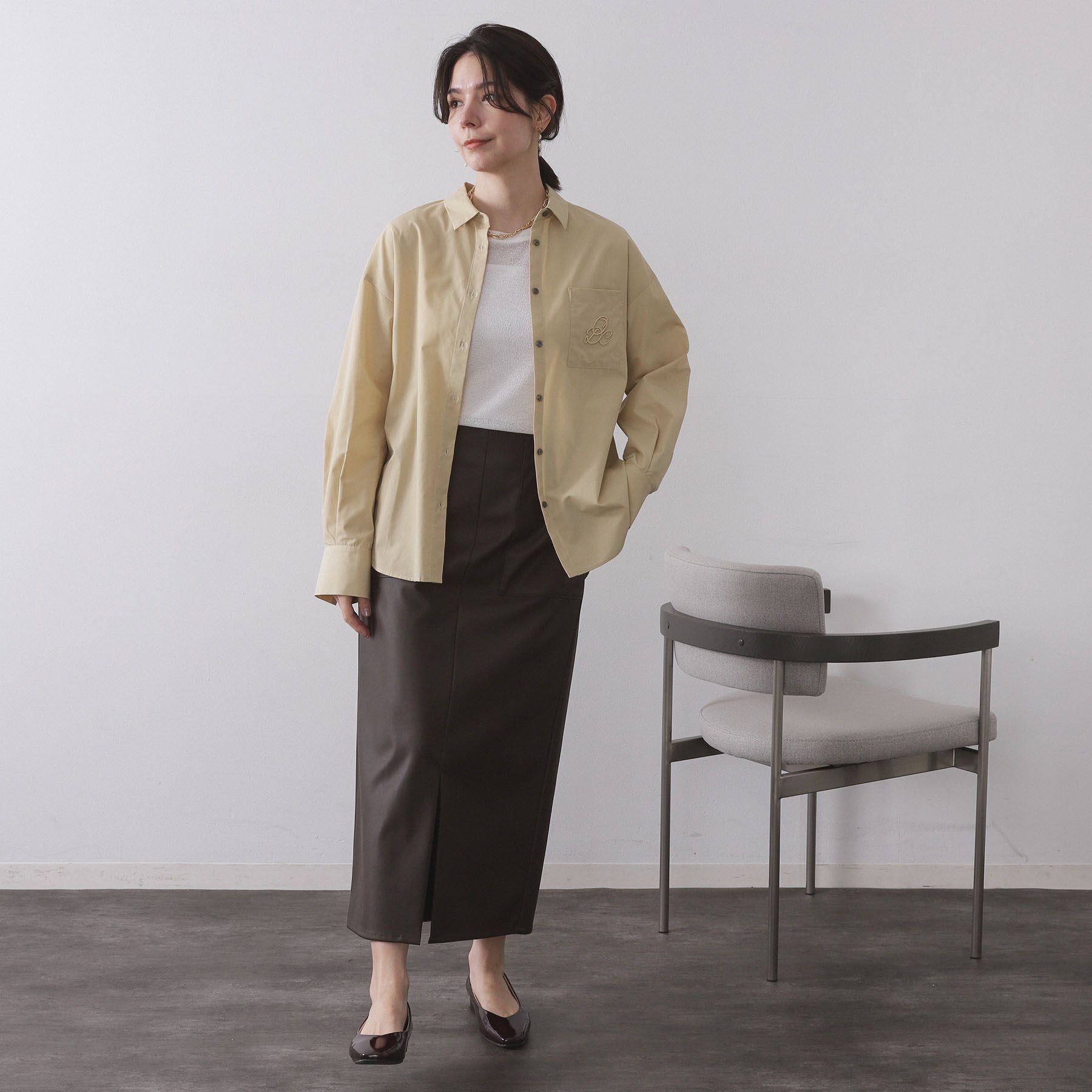 OPAQUE.CLIP「ポケット刺繍レギュラーカラーシャツ【洗濯機OK】」|シャツ・ブラウス|