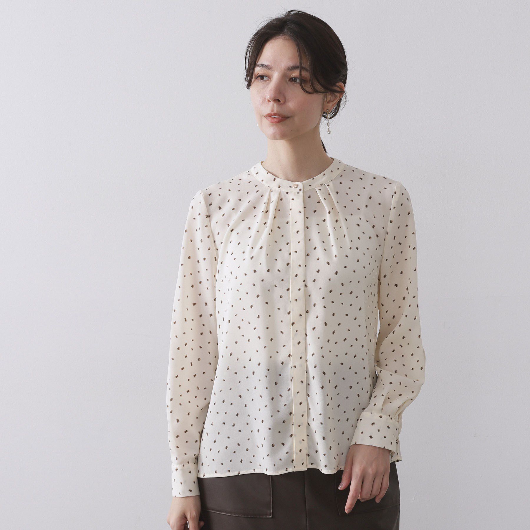 OPAQUE.CLIP「プリント柄タックデザインブラウス【洗濯機OK】」|シャツ・ブラウス|