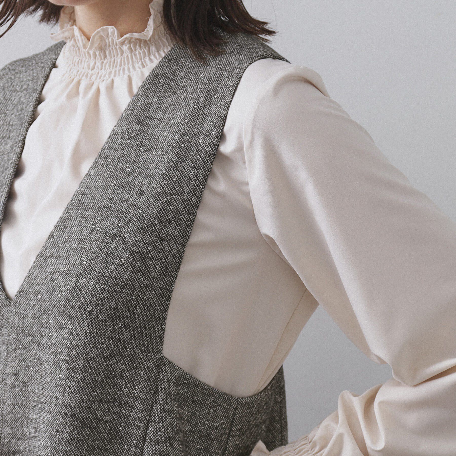 OPAQUE.CLIP「ラメツイードジャンスカ【洗濯機OK】」|ワンピース|