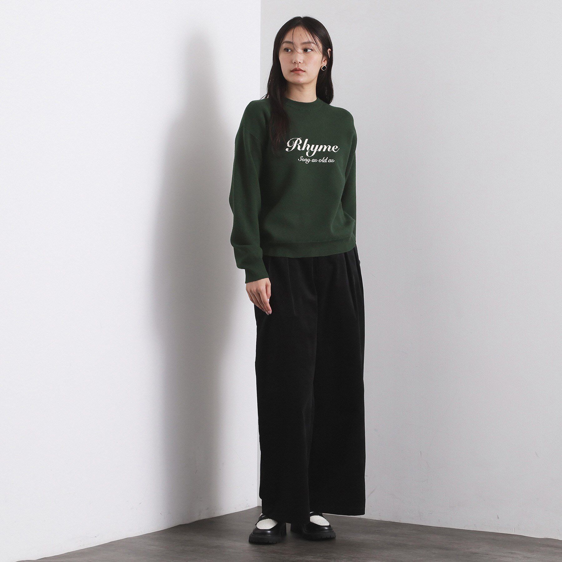 OPAQUE.CLIP「襟付きロゴジャカードニット【洗濯機OK】」|ニット・セーター|