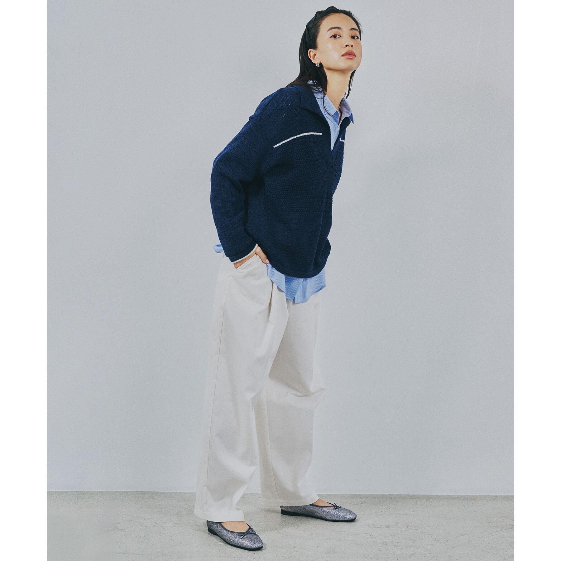 OPAQUE.CLIP「テープヤーンキーネックニット【洗濯機OK】」|ニット・セーター|