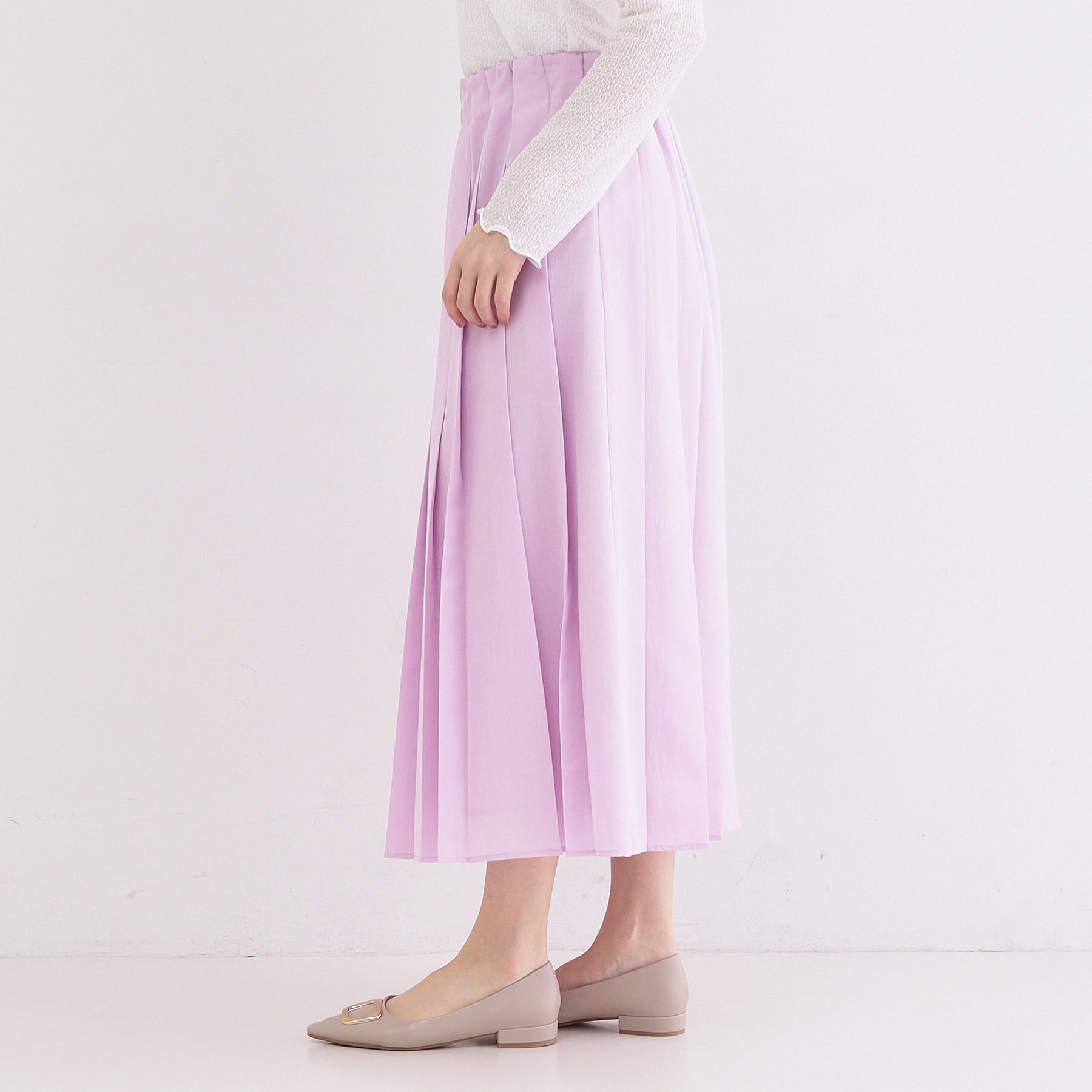 OPAQUE.CLIP「シアーリネンブレンドイージープリーツスカート【洗濯機OK】」|スカート|