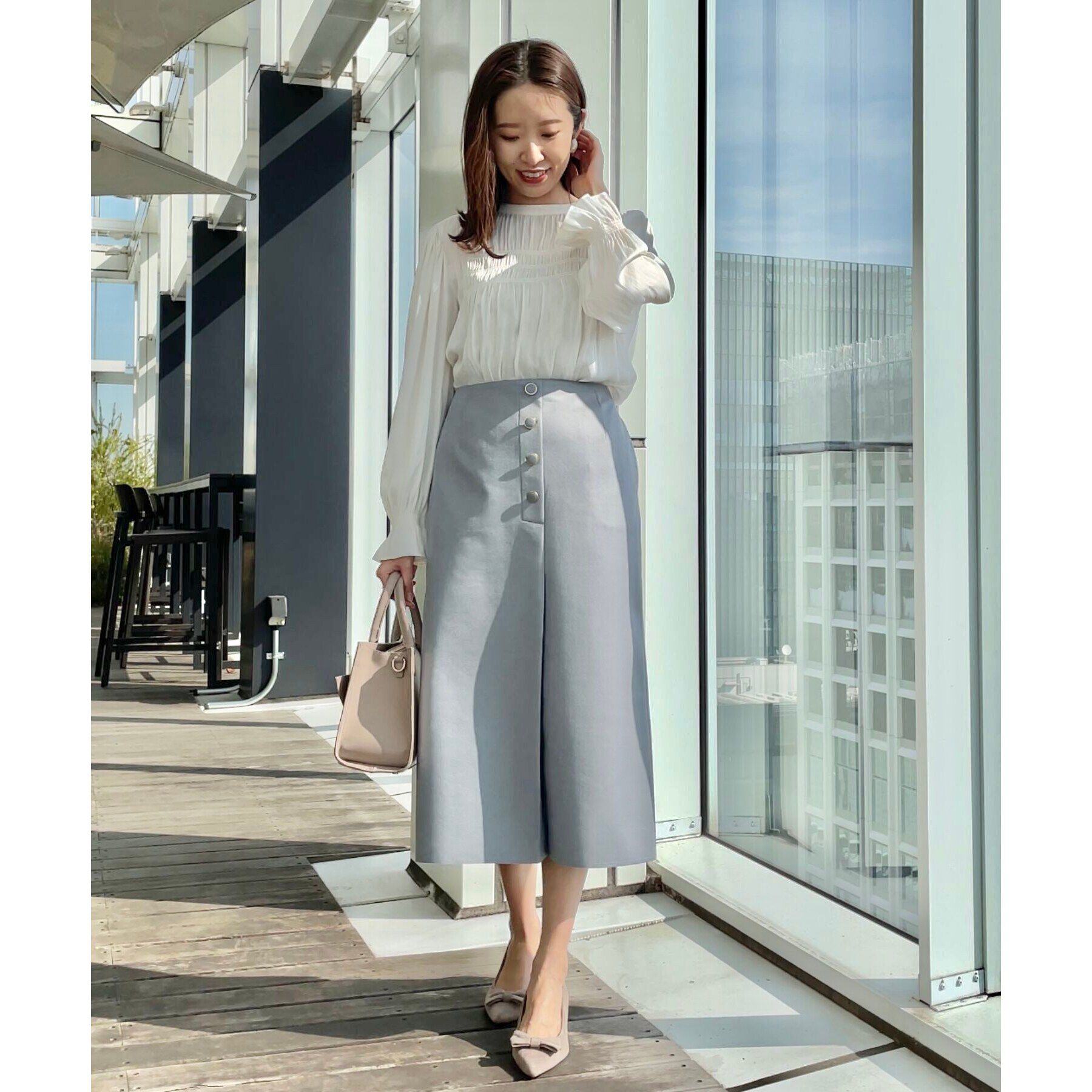 Couture broach「【通勤・大人可愛い】シャーリングギャザーブラウス」|シャツ・ブラウス|