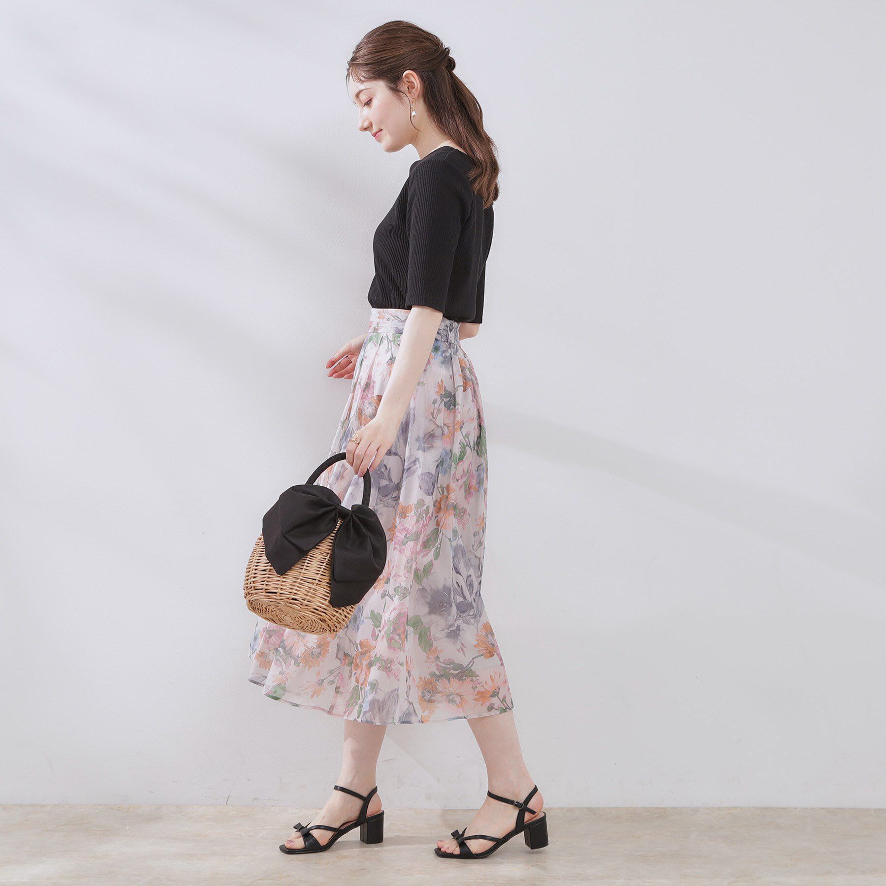 Couture broach「【マシンウォッシャブル・アンチピリング・二の腕カバー】ハートネックテレコ5分袖プルオーバー」|Tシャツ・カットソー|