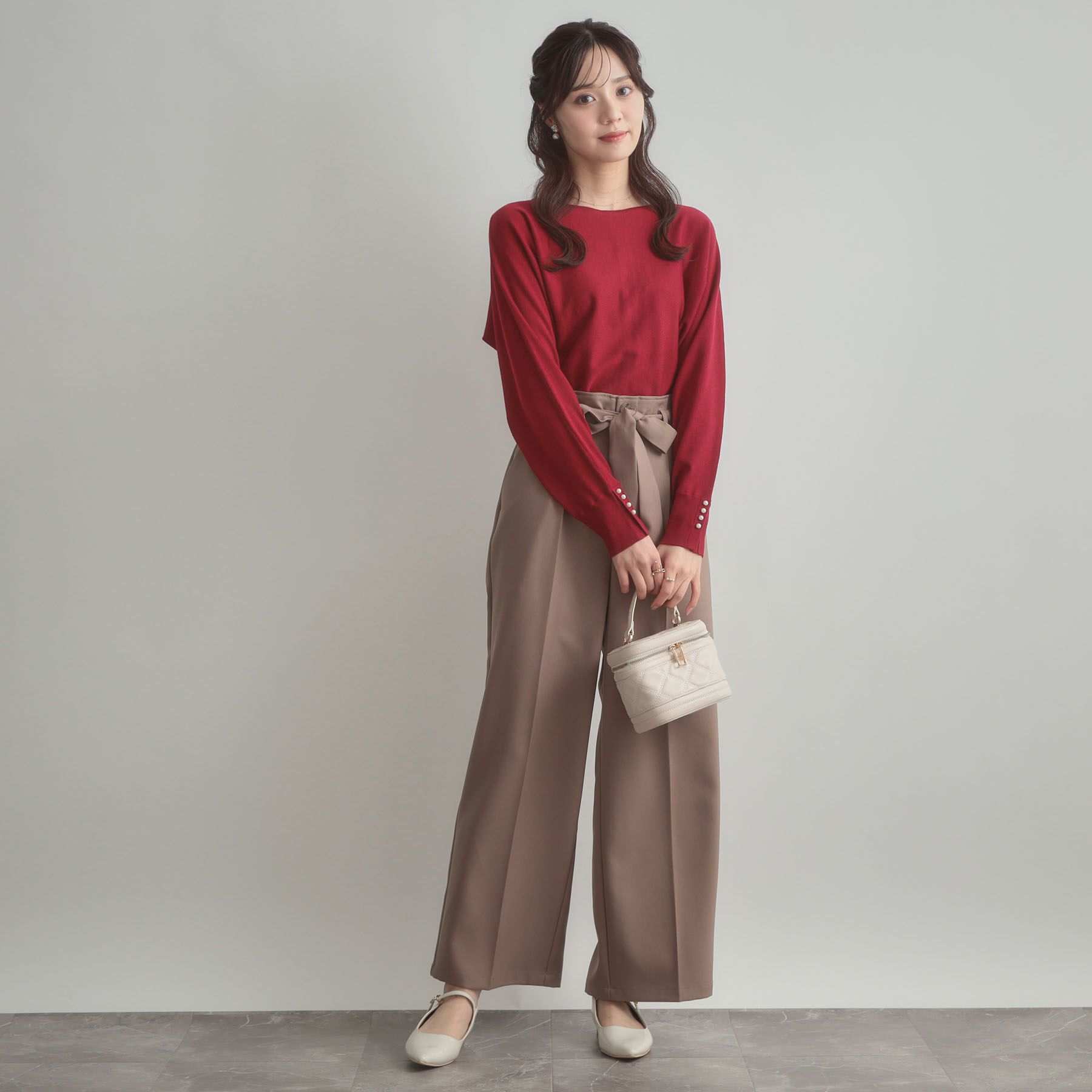 Couture broach「【大人上品・通勤・前後2WAY】バックパール調ドルマンニット」|ニット・セーター|