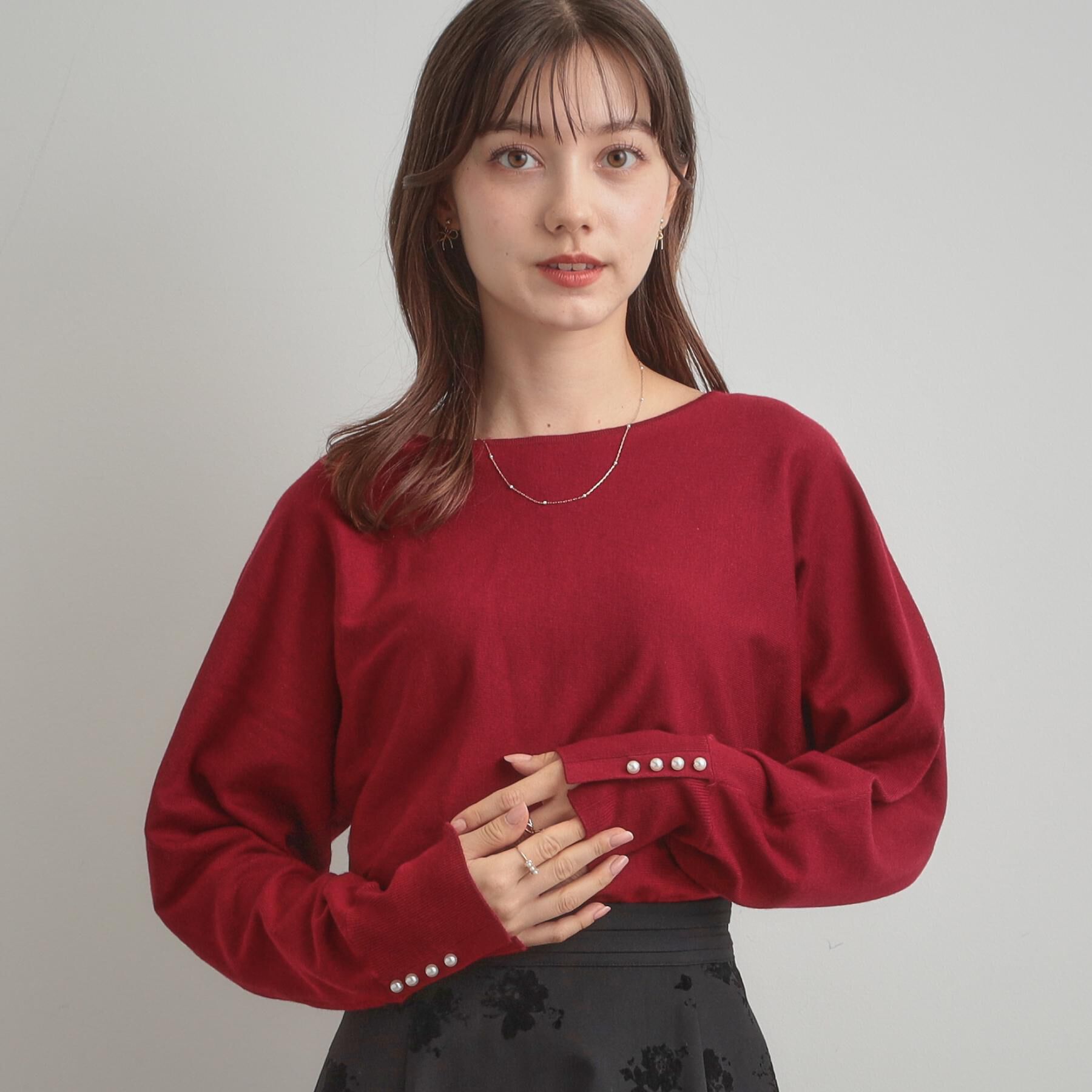 Couture broach「【大人上品・通勤・前後2WAY】バックパール調ドルマンニット」|ニット・セーター|