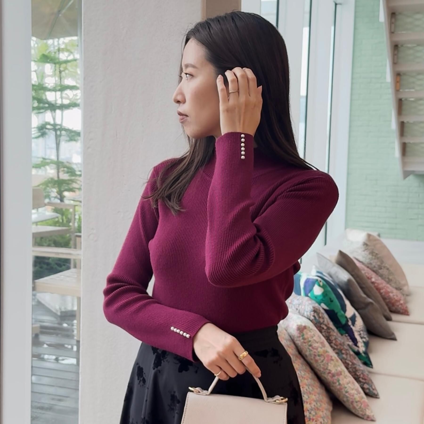 Couture broach「【多機能・フェミニン】パール調リブニット」|ニット・セーター|