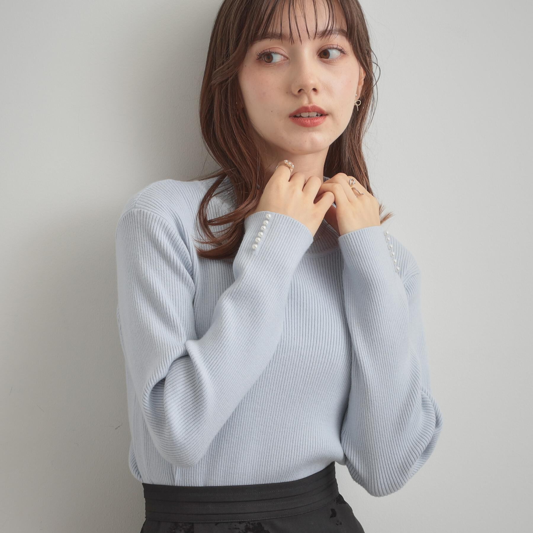 Couture broach「【多機能・フェミニン】パール調リブニット」|ニット・セーター|