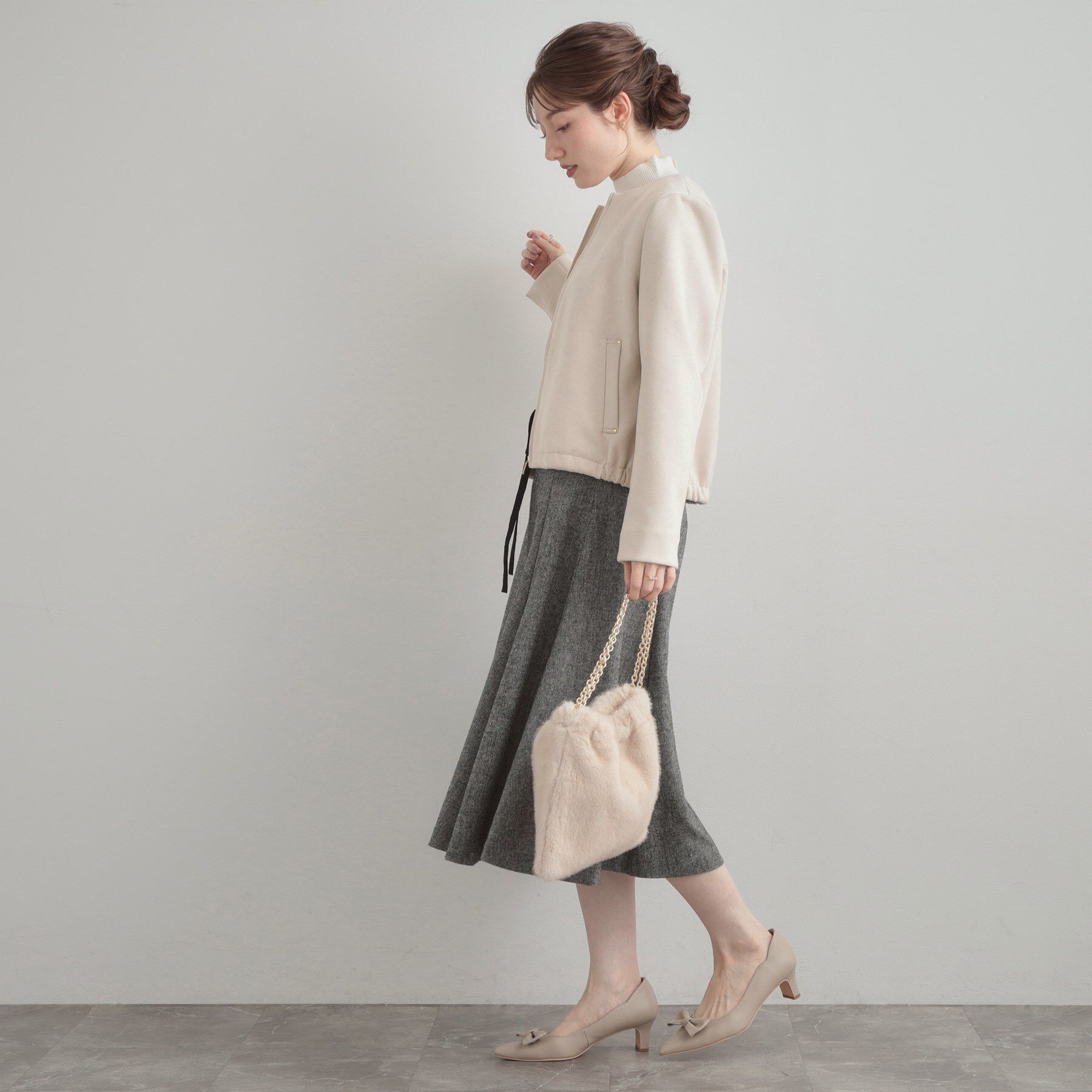 Couture broach「【通勤・大人上品】スエード調ダンボール ノーカラージャケット」|ブルゾン・スタジャン|