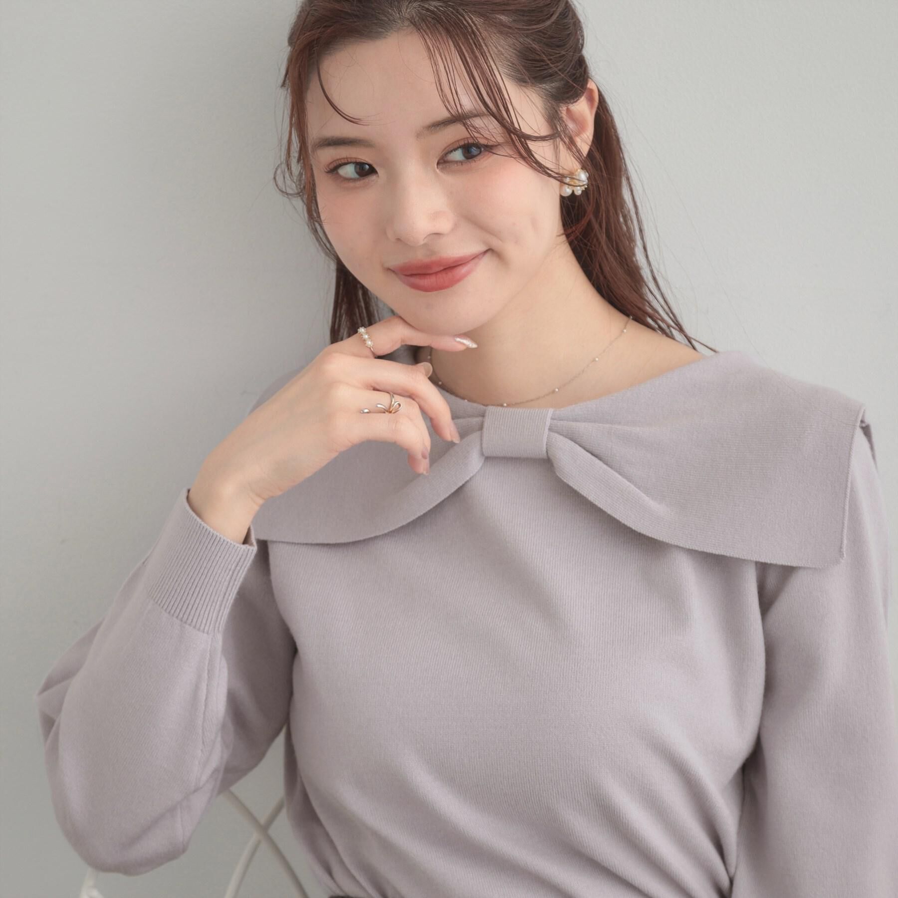 Couture broach「リボンカラーデザインニット」|ニット・セーター|