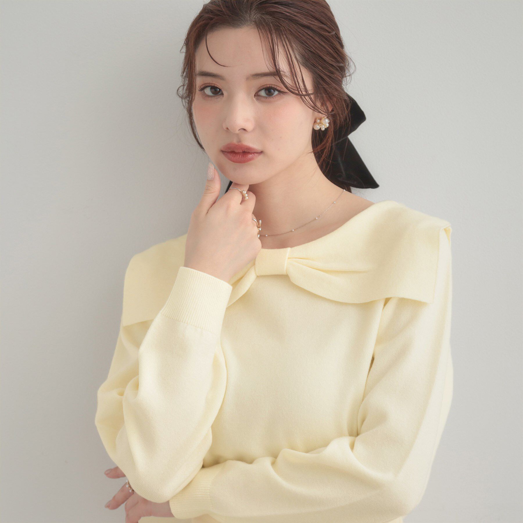 Couture broach「リボンカラーデザインニット」|ニット・セーター|