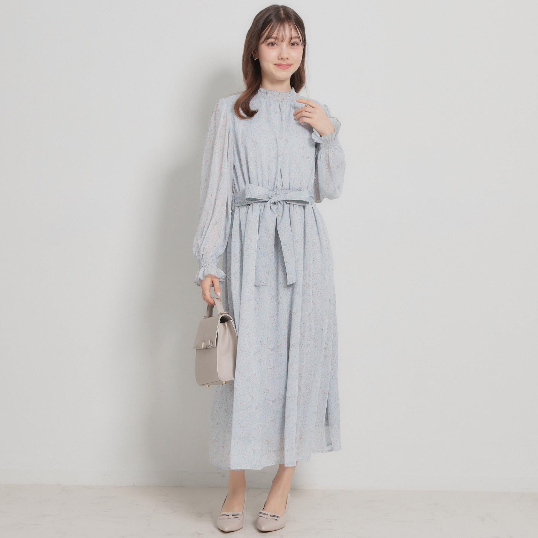 Couture broach「【洗える・着映え】楊柳小花シャーリングワンピース」|ワンピース|