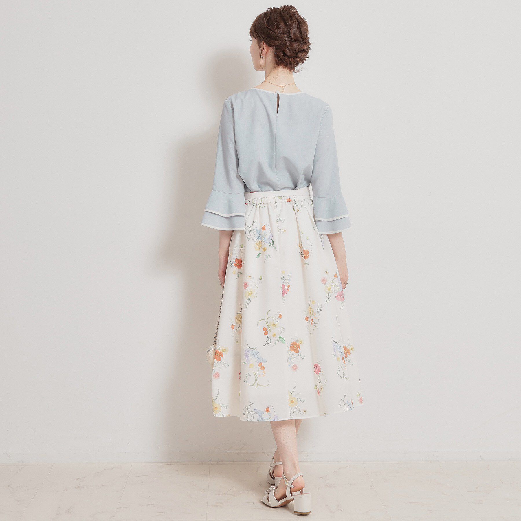 Couture broach「【イージーケア・接触冷感・吸水速乾】配色ラッフルブラウス」|シャツ・ブラウス|