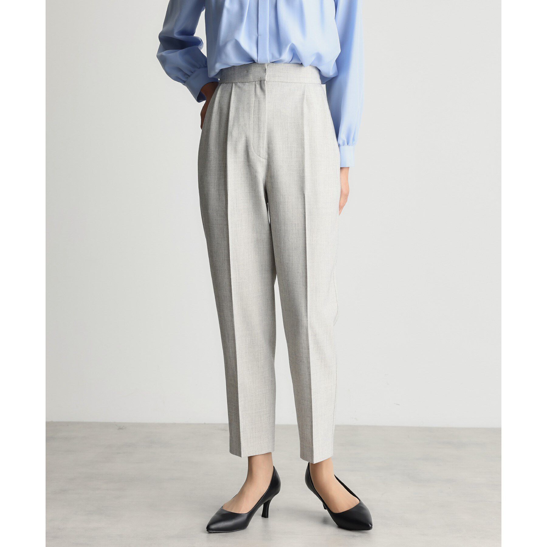 THE SHOP TK「【ONOFF活躍/セレモニー/通勤】杢調カルゼテーパードパンツ/洗える」|その他|