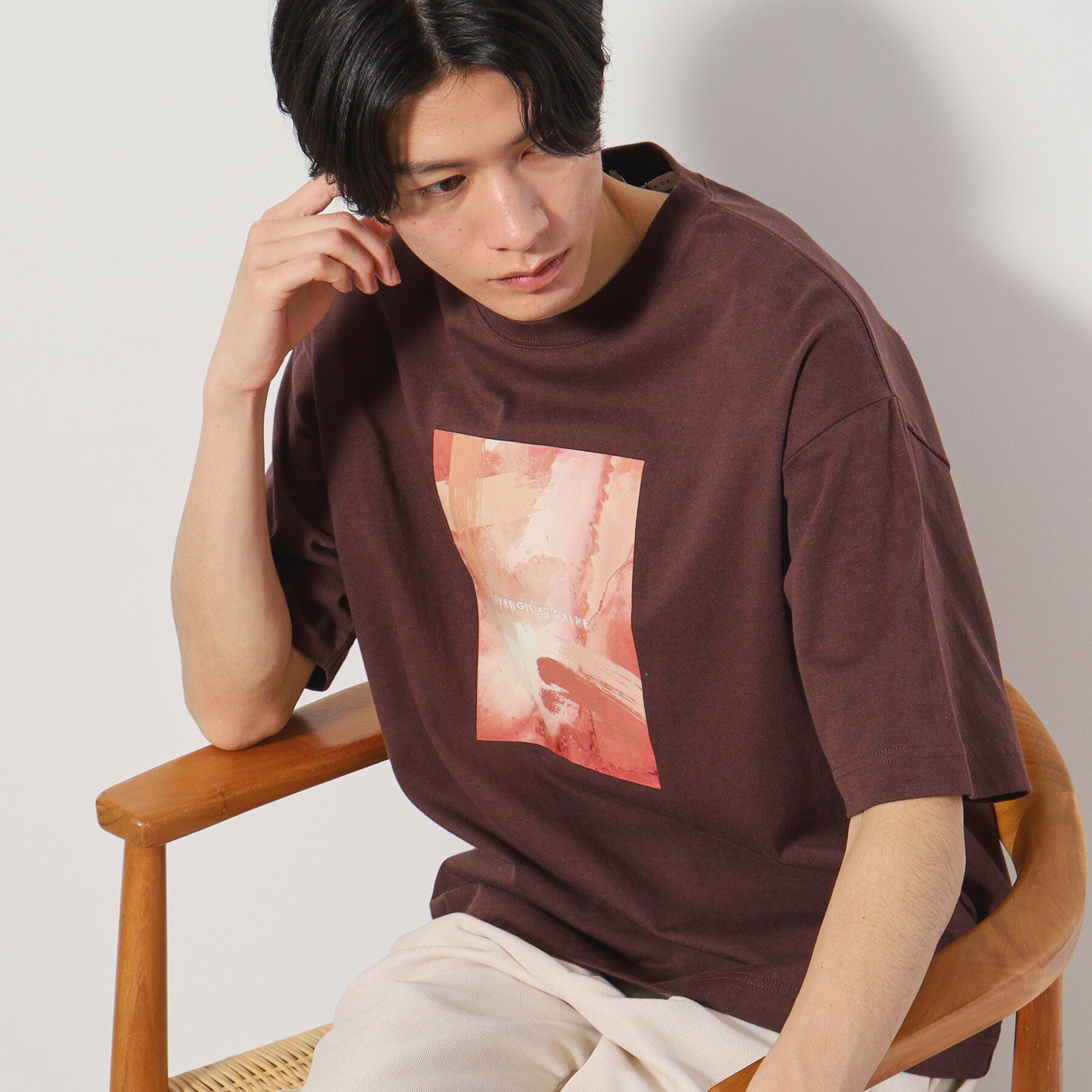 THE SHOP TK「【Begin6月号掲載】オーガニックコットンプリント半袖Tシャツ」|Tシャツ・カットソー|ブラウン(043)