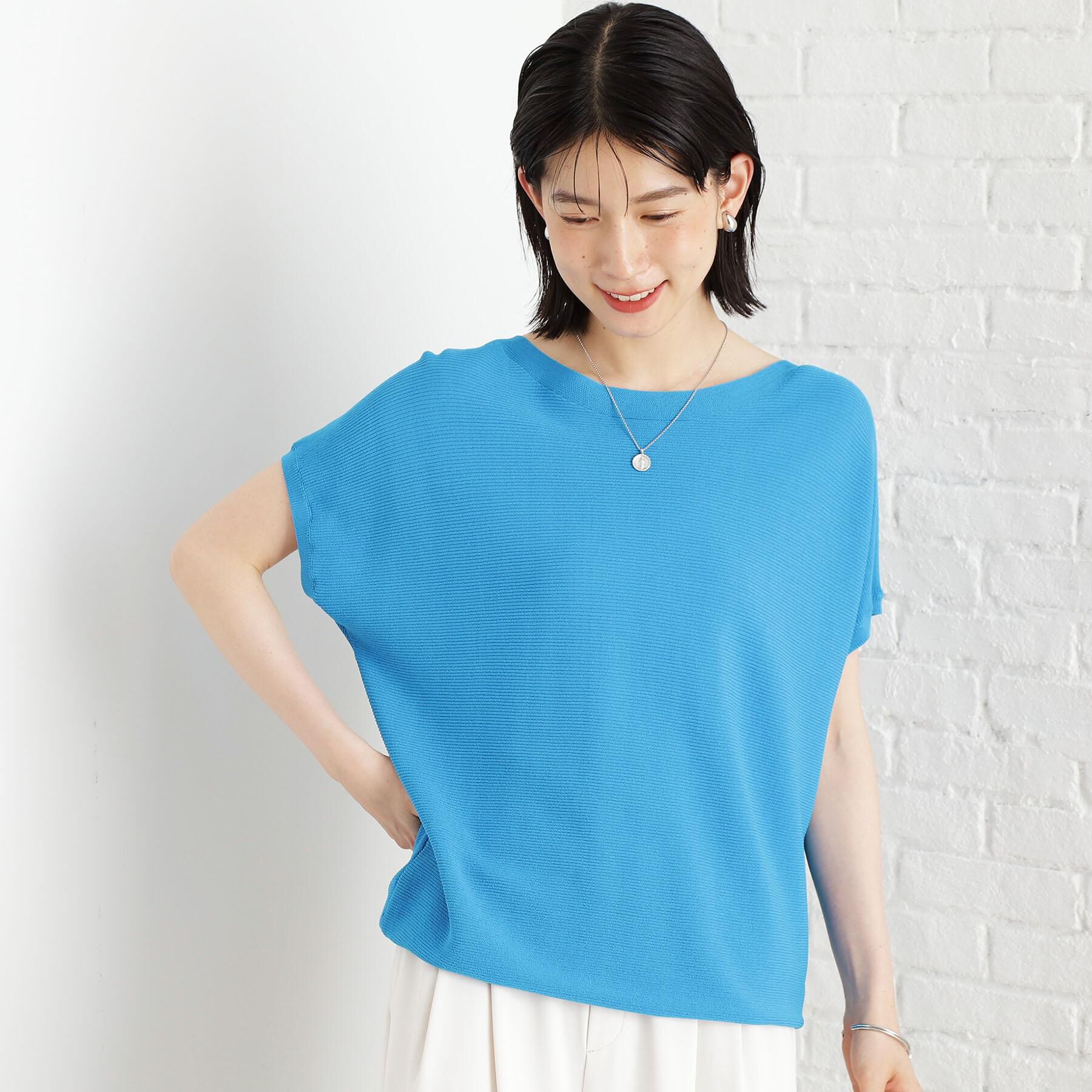 THE SHOP TK「【6色展開】さらさらフレンチニット【毛玉になりにくい/洗濯機OK】」|ニット・セーター|ブルー(092)