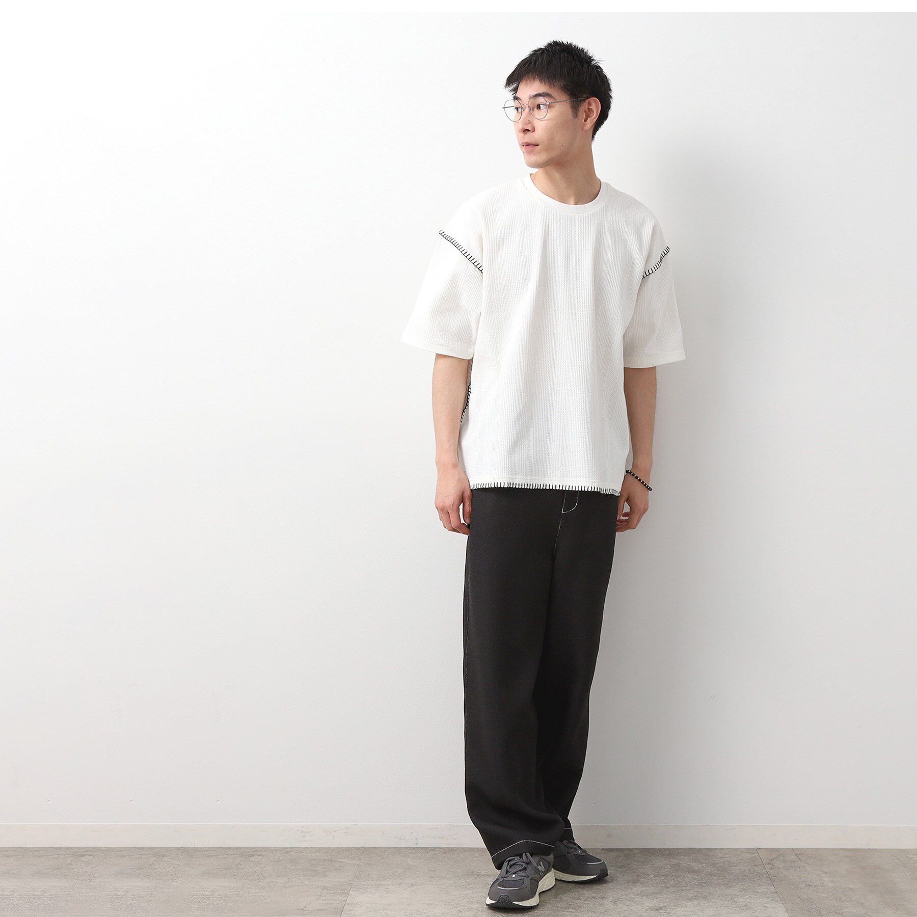 THE SHOP TK「ステッチ刺繍半袖Tシャツ ビックシルエット」|Tシャツ・カットソー|