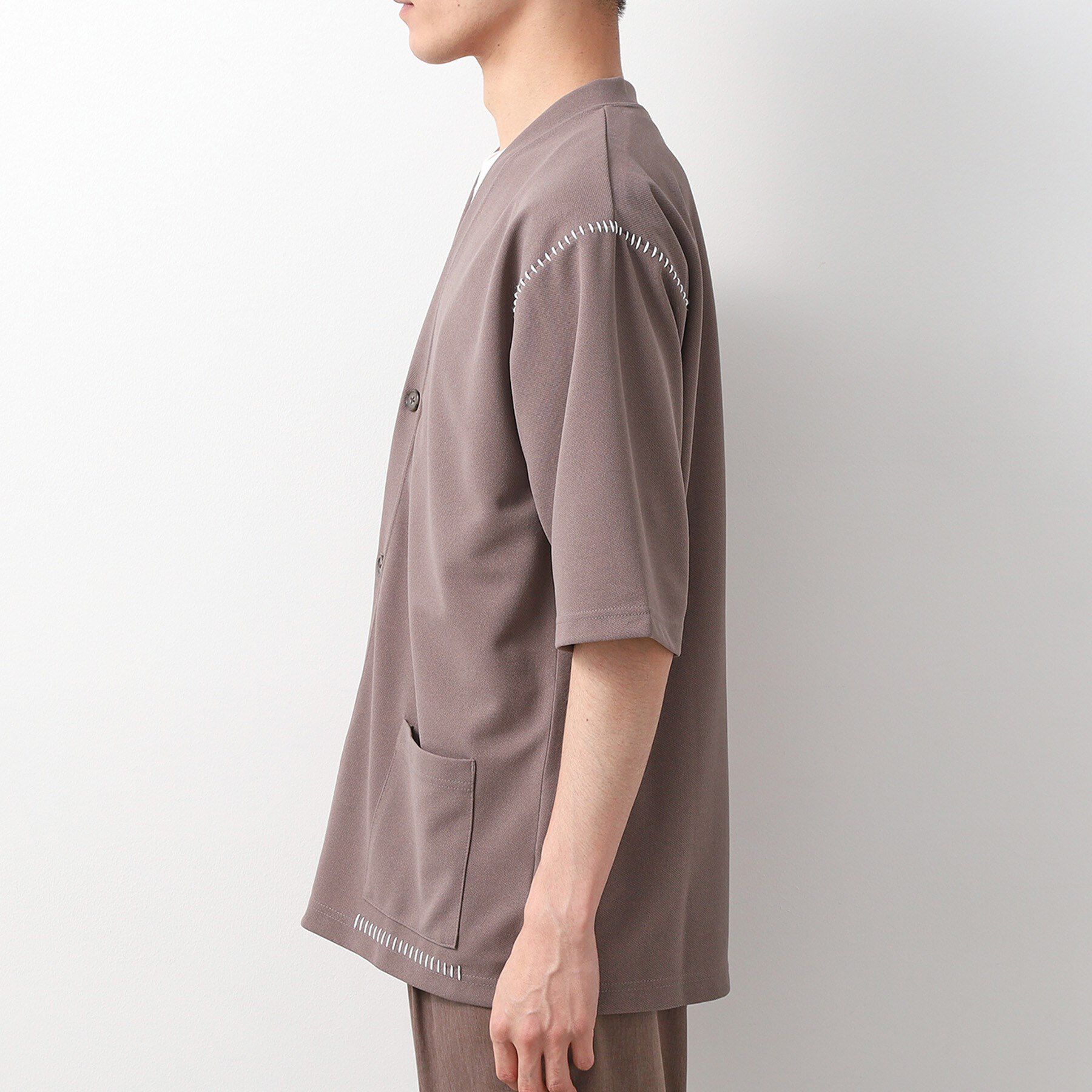 THE SHOP TK「ツイルステッチ半袖カーディガン【洗濯機OK/接触冷感】」|カーディガン|