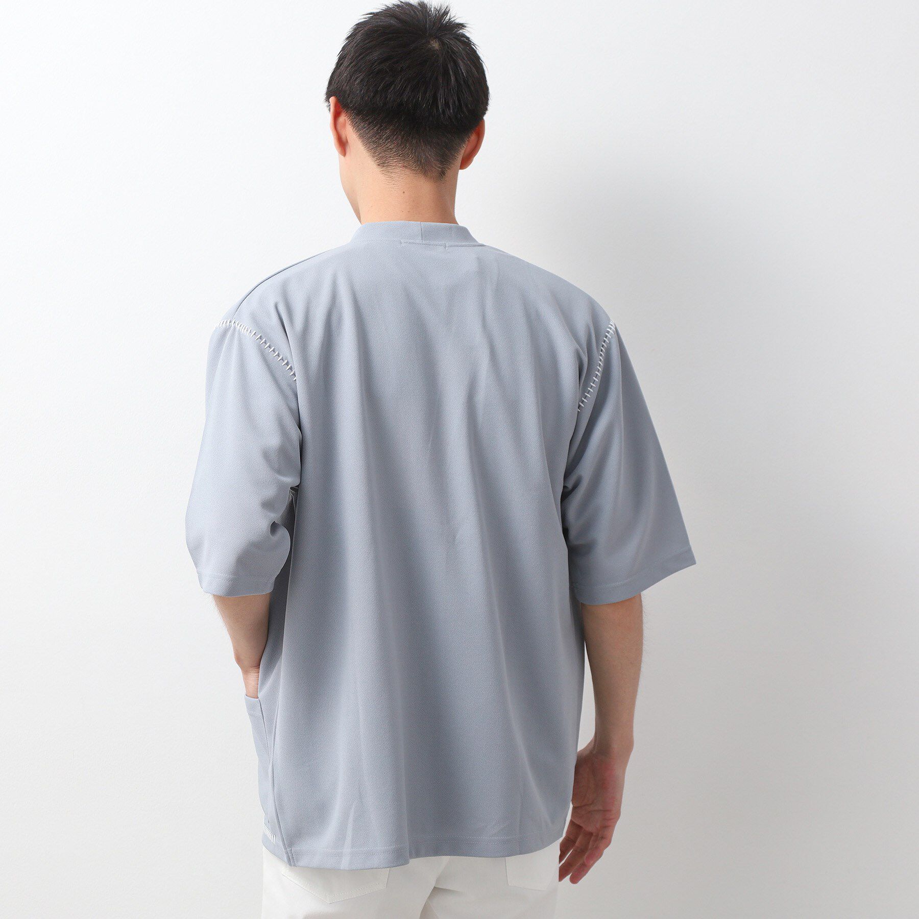 THE SHOP TK「ツイルステッチ半袖カーディガン【洗濯機OK/接触冷感】」|カーディガン|