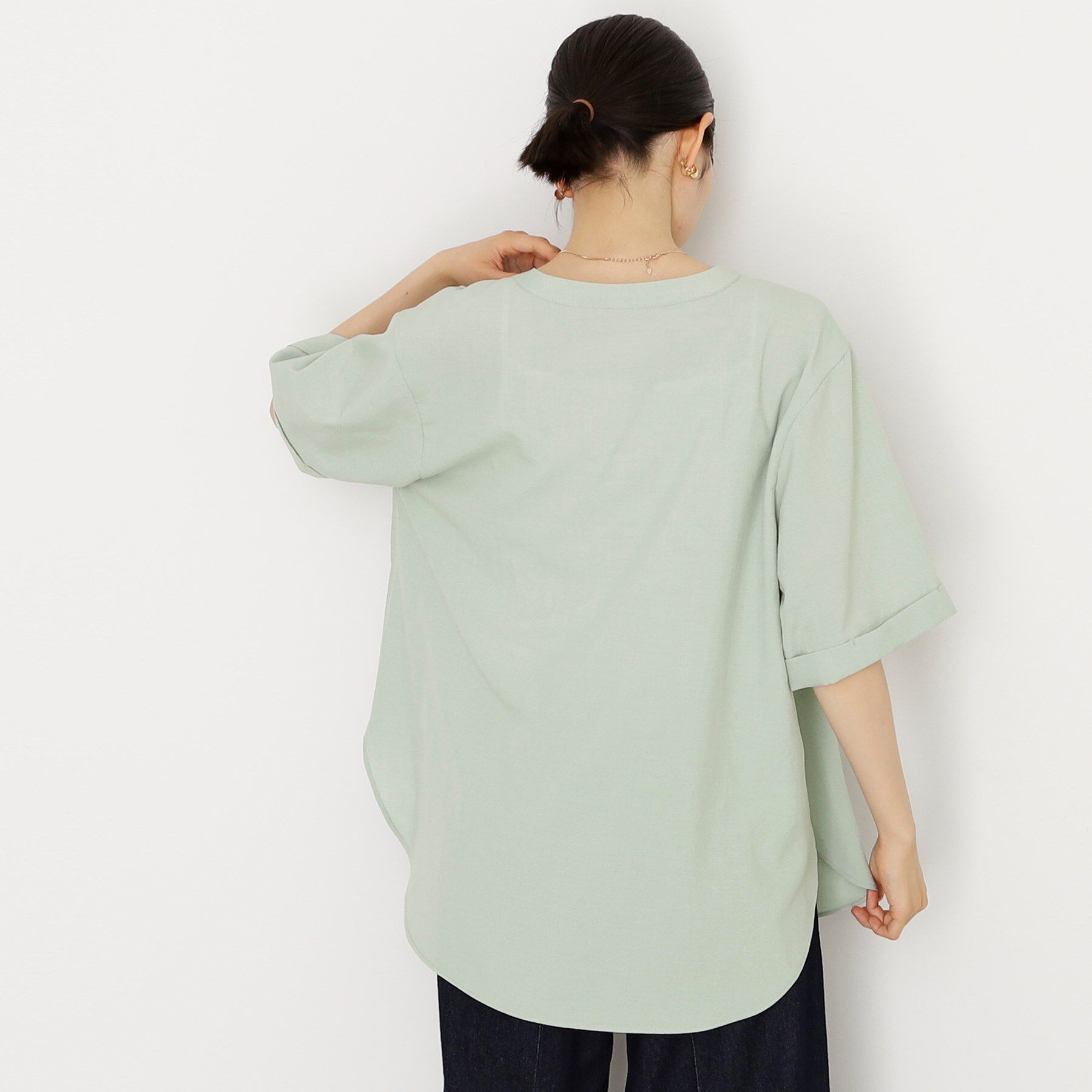 THE SHOP TK「ダブルポケット5分袖シャツ/体型カバー／洗濯機OK」|シャツ・ブラウス|