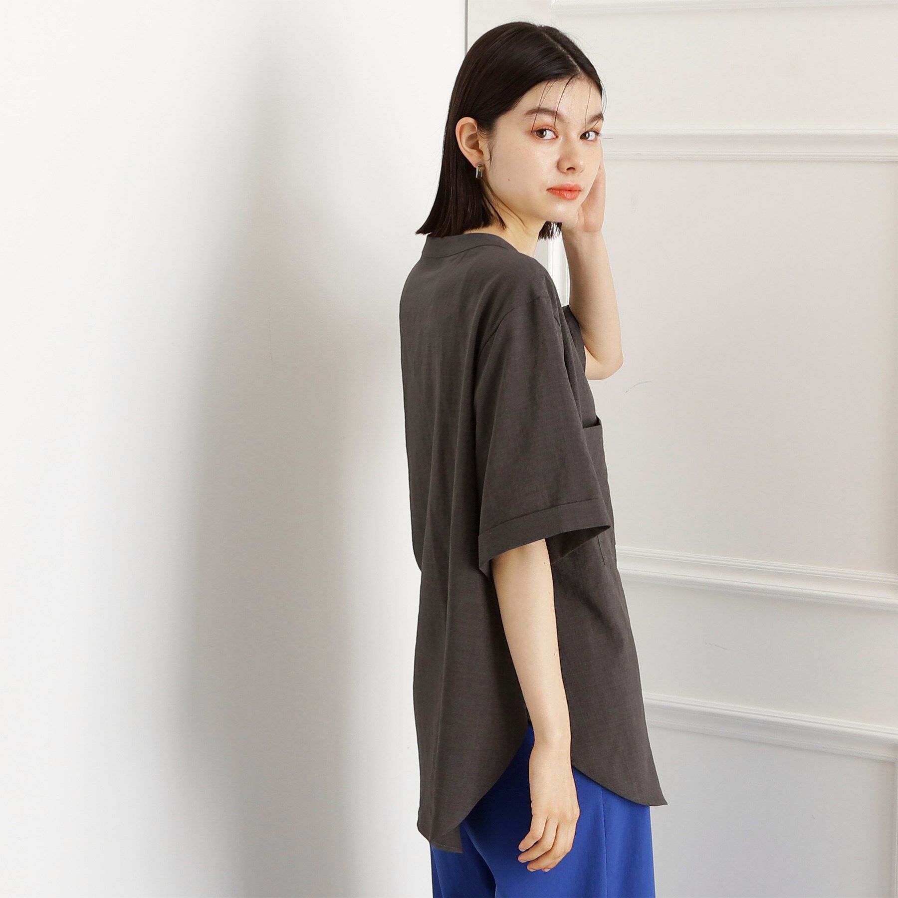 THE SHOP TK「ダブルポケット5分袖シャツ/体型カバー／洗濯機OK」|シャツ・ブラウス|