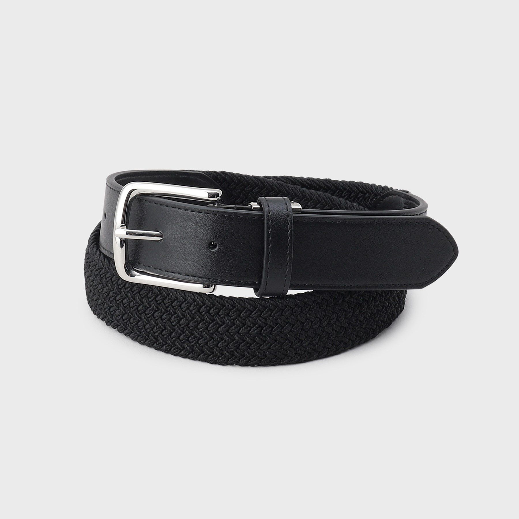 THE SHOP TK「ゴムメッシュアイビーベルト」|ベルト|ブラック(019)