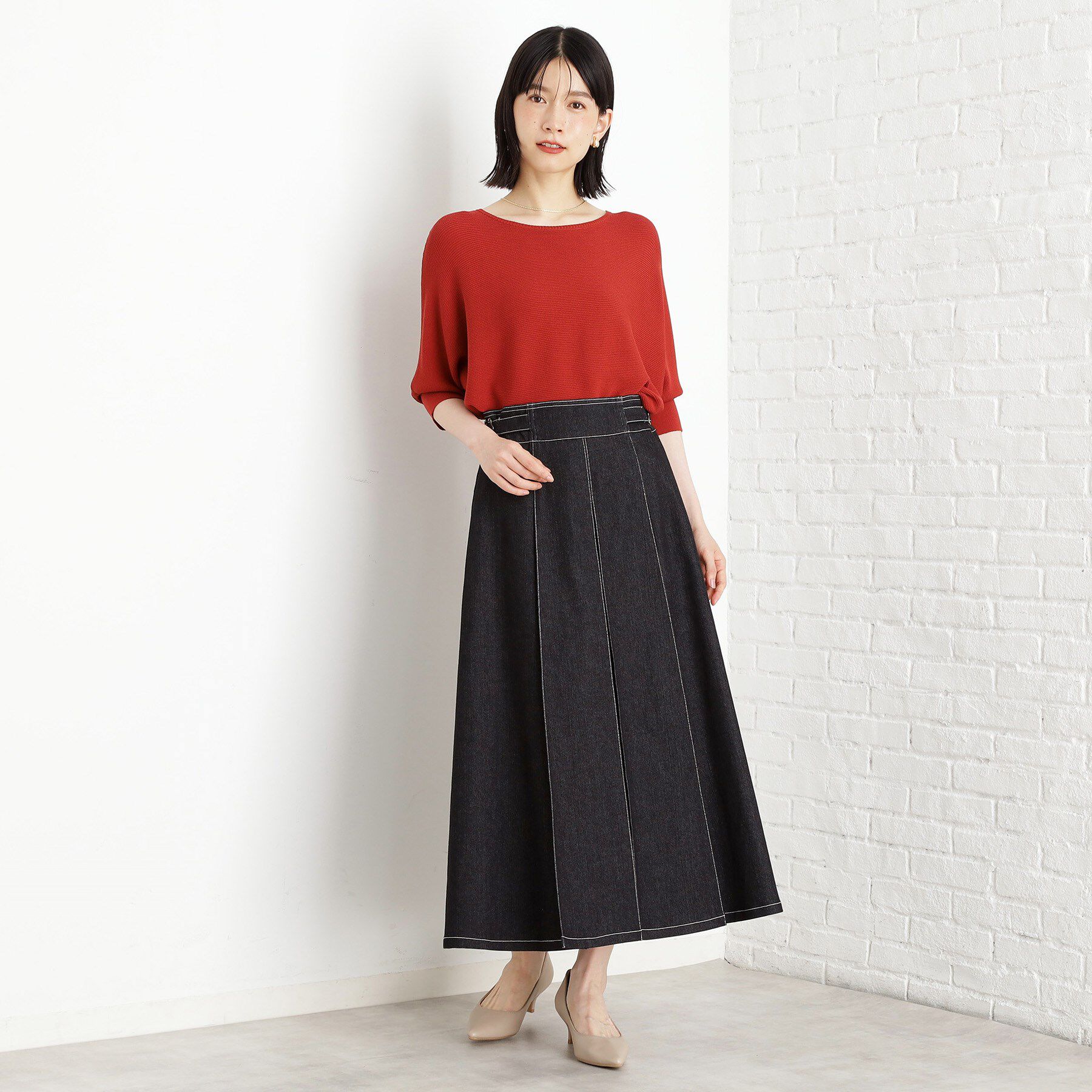 THE SHOP TK「6分袖ガータードルマンニット【エコベロ/洗濯機OK】」|ニット・セーター|