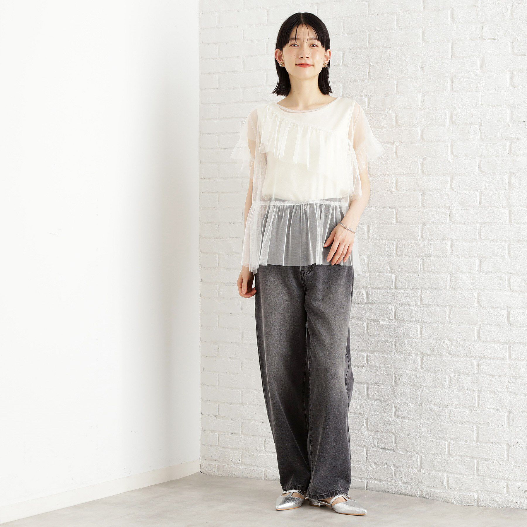 THE SHOP TK「【セットアイテム】チュール&times;ロゴTシャツ/洗える」|Tシャツ・カットソー|