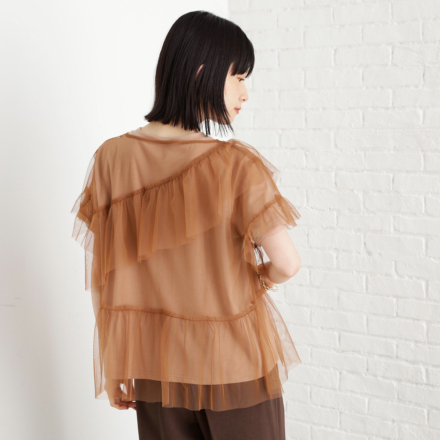 THE SHOP TK「【セットアイテム】チュール&times;ロゴTシャツ/洗える」|Tシャツ・カットソー|