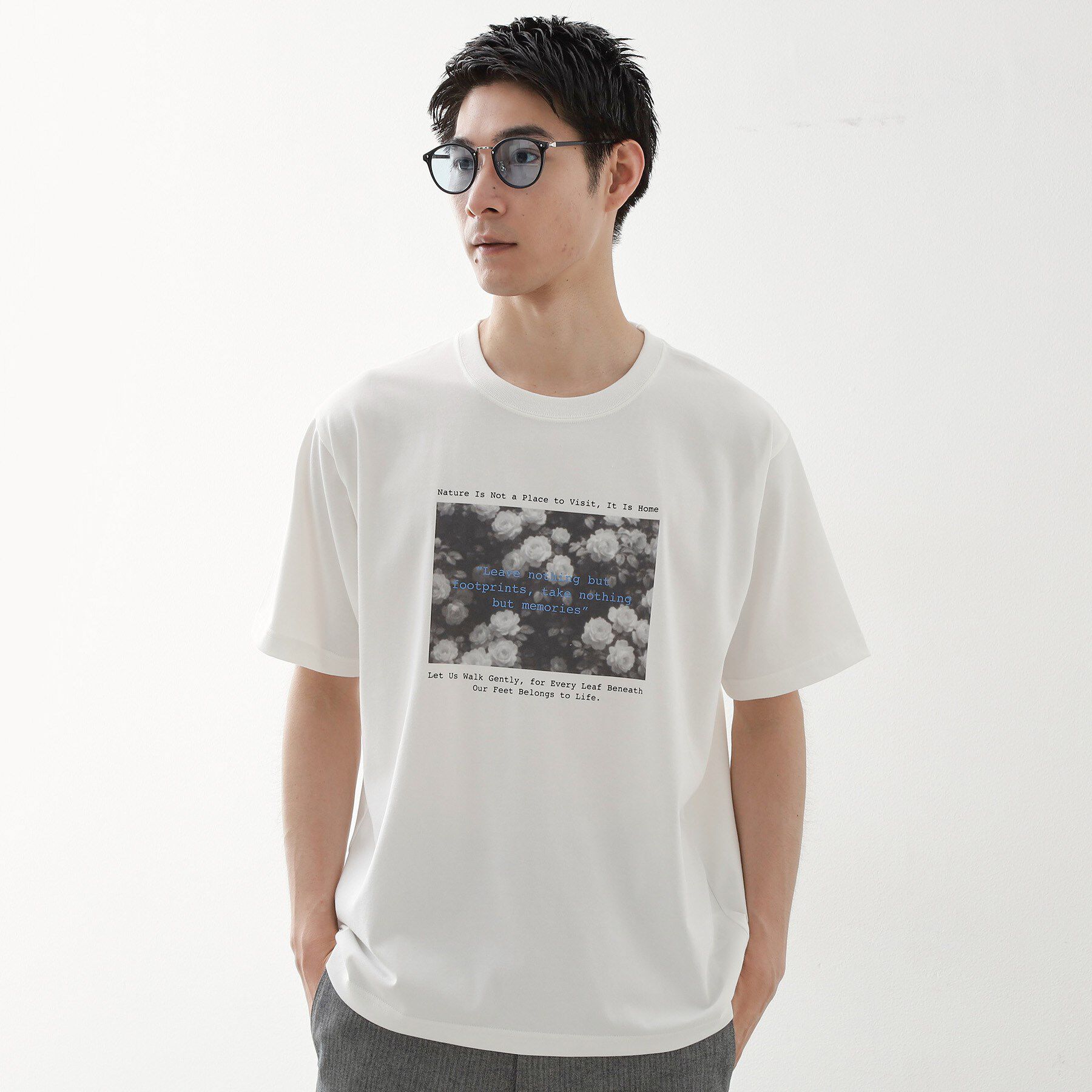THE SHOP TK「リサイクルアート半袖Tシャツ【接触冷感/洗濯機OK】」|Tシャツ・カットソー|オフホワイト(603