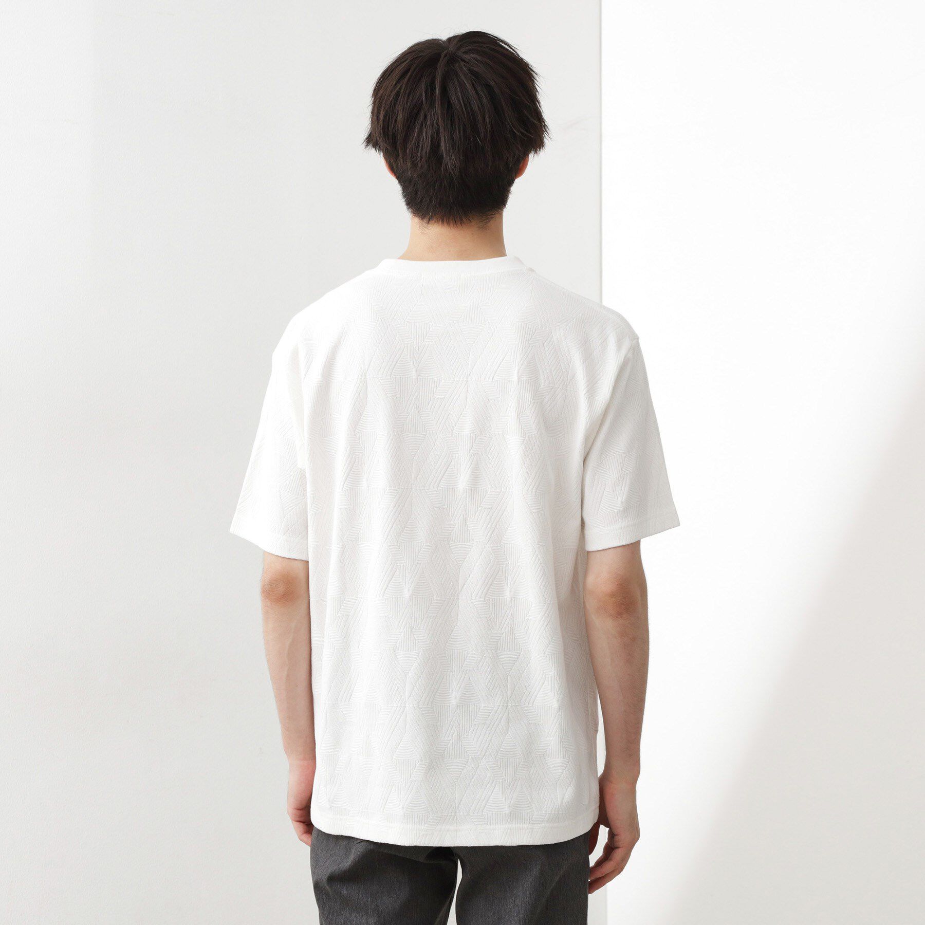 THE SHOP TK「パターンジャカード半袖Tシャツ【洗濯機OK】」|Tシャツ・カットソー|