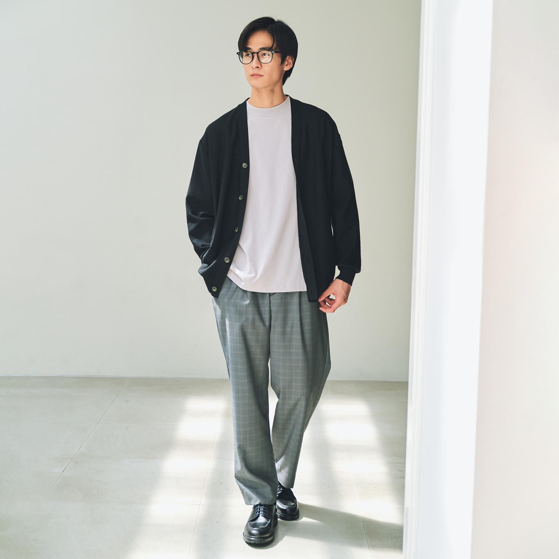 THE SHOP TK「【季節の変わり目に活躍】ニットカーディガン 選べる2デザイン(柄&無地)/洗濯機OK」|カーディガン|