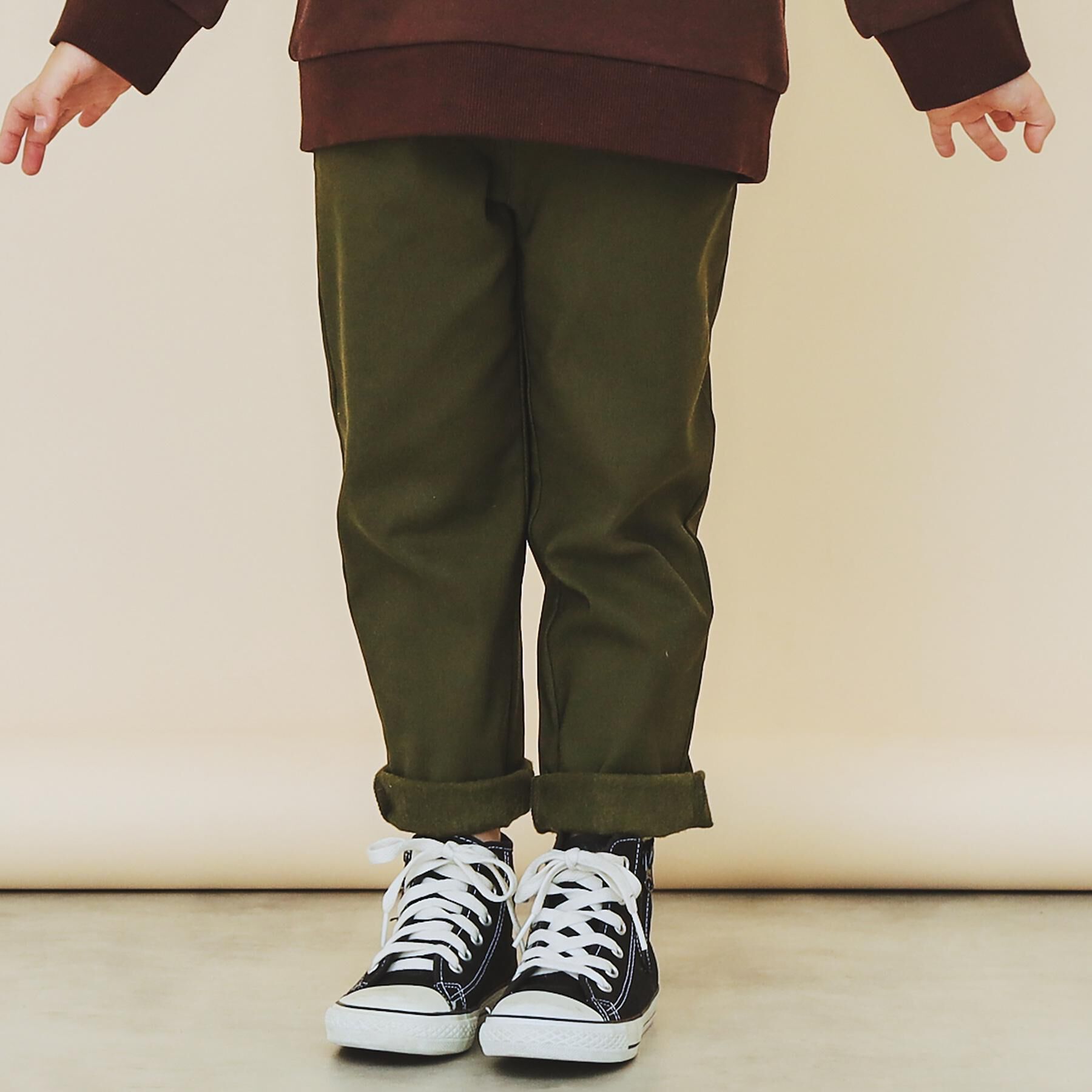 THE SHOP TK「【110－160/裏起毛】あったかのびーるストレートパンツ/洗濯機OK」|その他|カーキ(027)