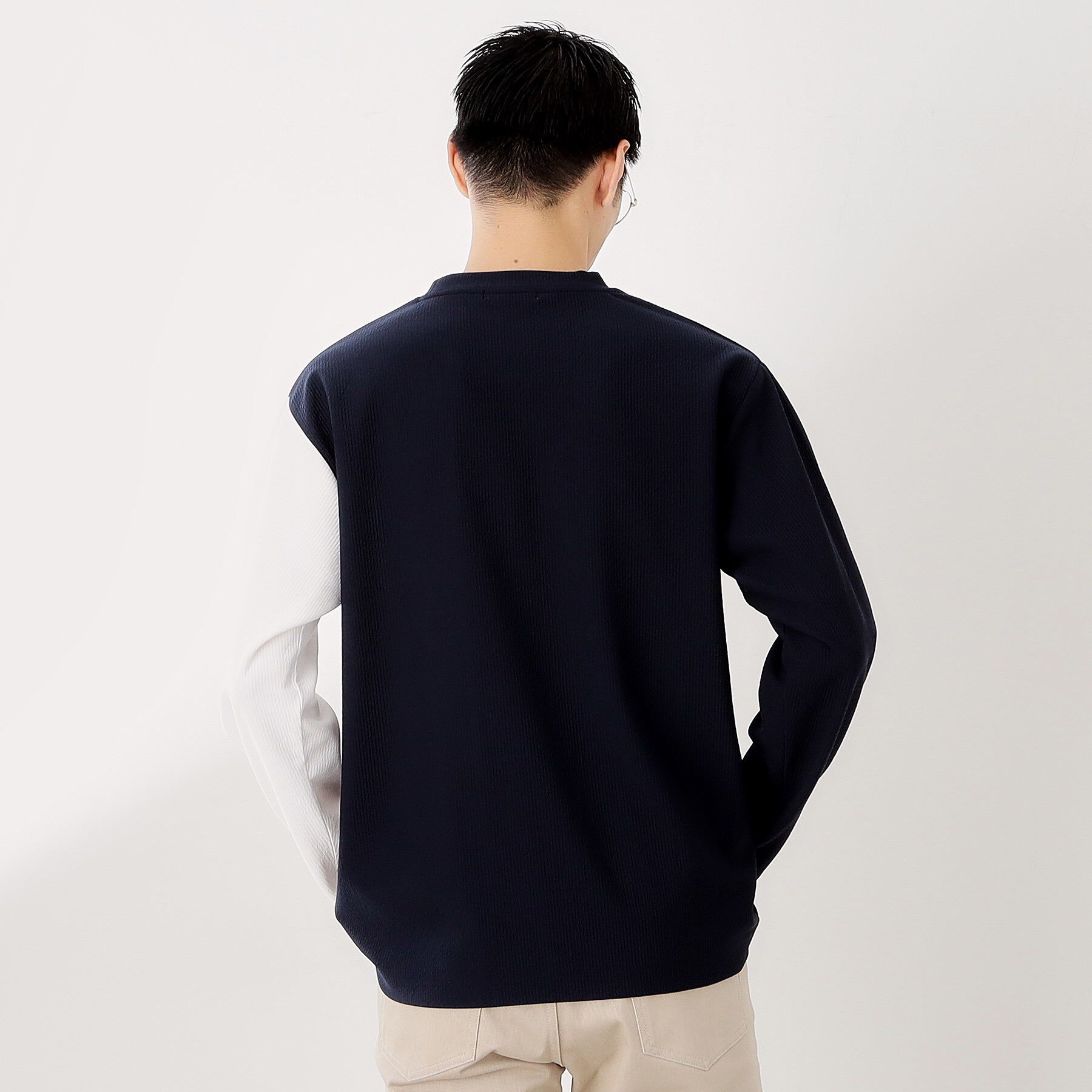 THE SHOP TK「【一枚で着映える】パネルブロッキング長袖Tシャツ 【洗濯機OK】」|Tシャツ・カットソー|