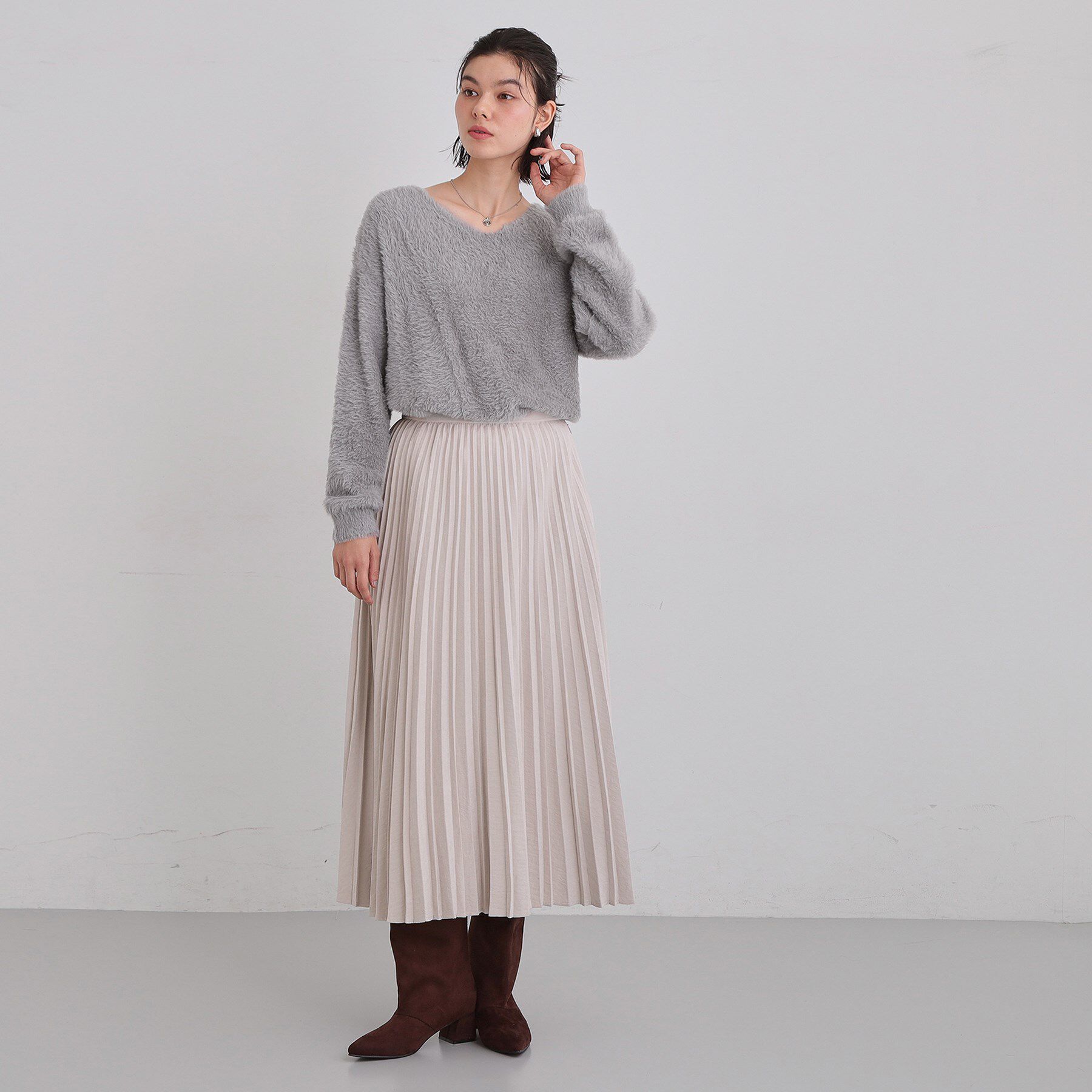 THE SHOP TK「【華やかで柔らか】ふわふわフェザーニット/洗える・前後2WAY」|ニット・セーター|