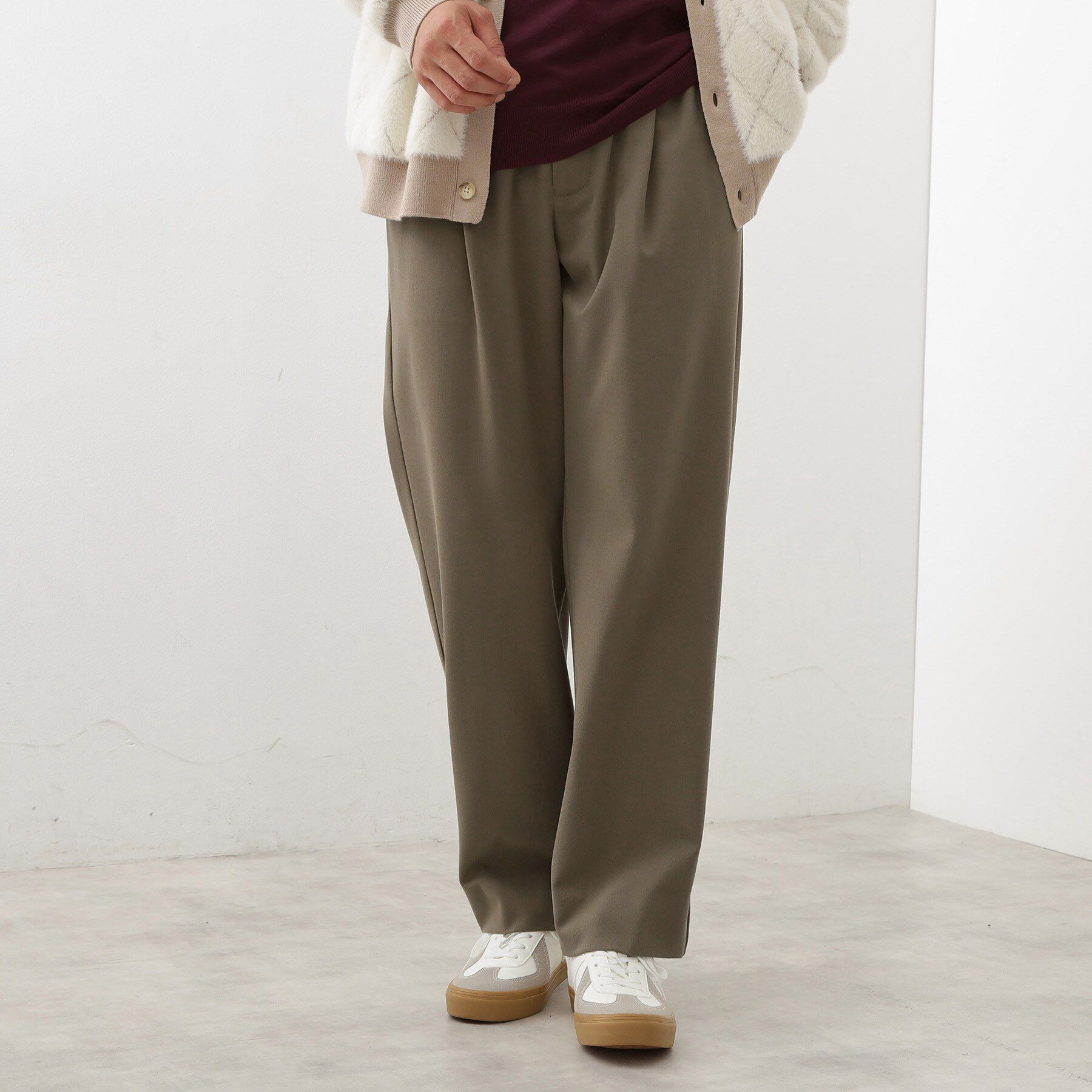 THE SHOP TK「セミワイドイージーパンツWARM 洗濯機OK／裏起毛／ストレッチ」|その他|モカブラウン(042