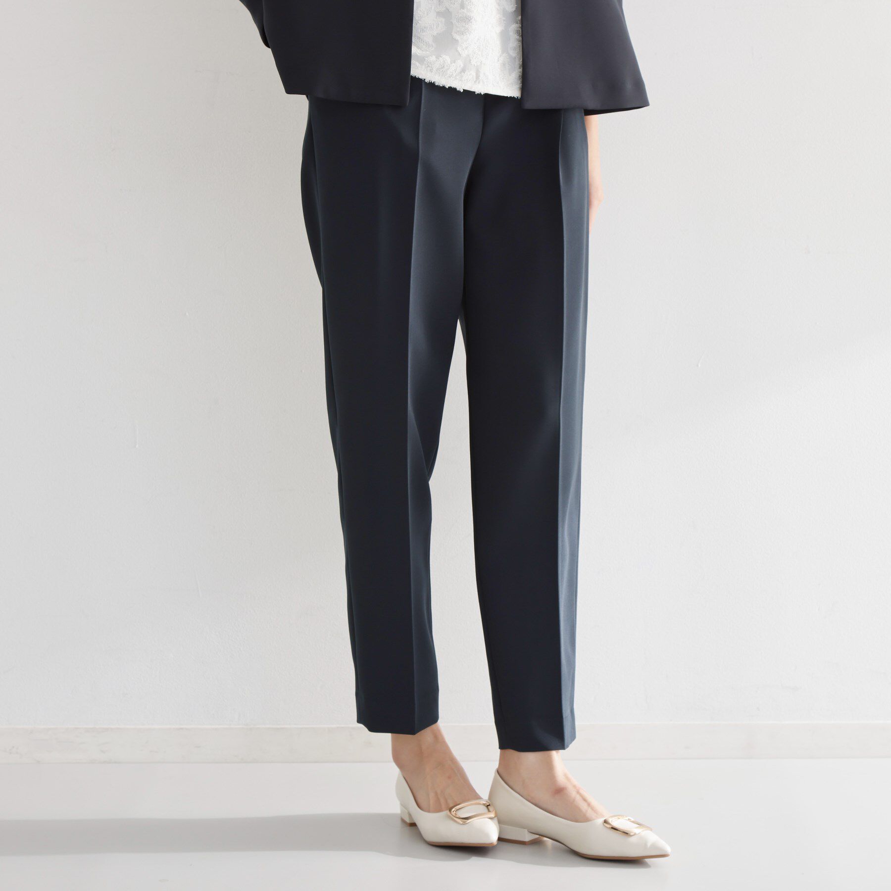 THE SHOP TK「【通勤スタイルに】美脚シルエット ダブルクロステーパードパンツ/セットアップ可」|その他|