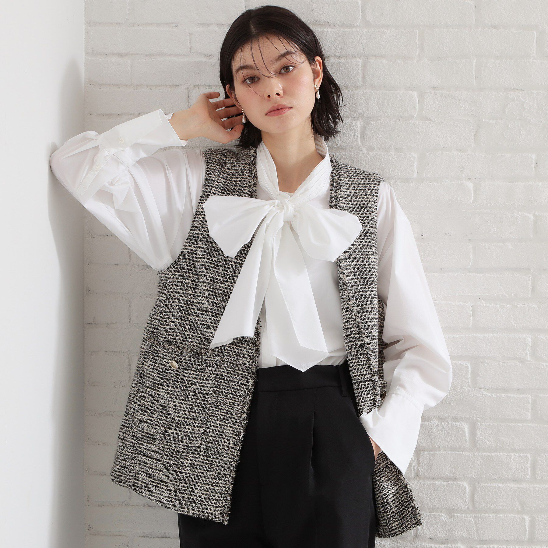 THE SHOP TK「【通勤スタイルに】タックボウタイブラウス」|シャツ・ブラウス|