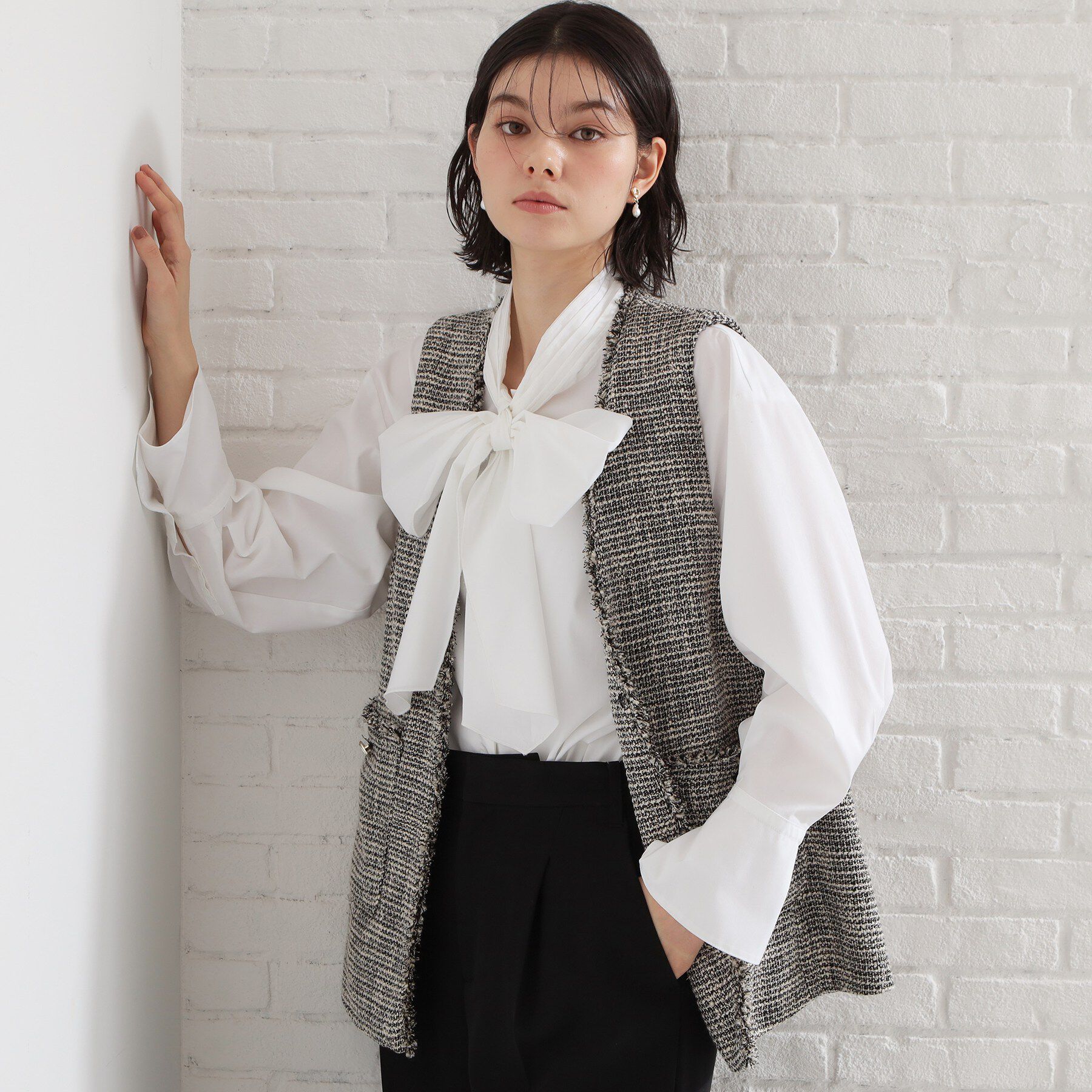 THE SHOP TK「【通勤スタイルに】タックボウタイブラウス」|シャツ・ブラウス|