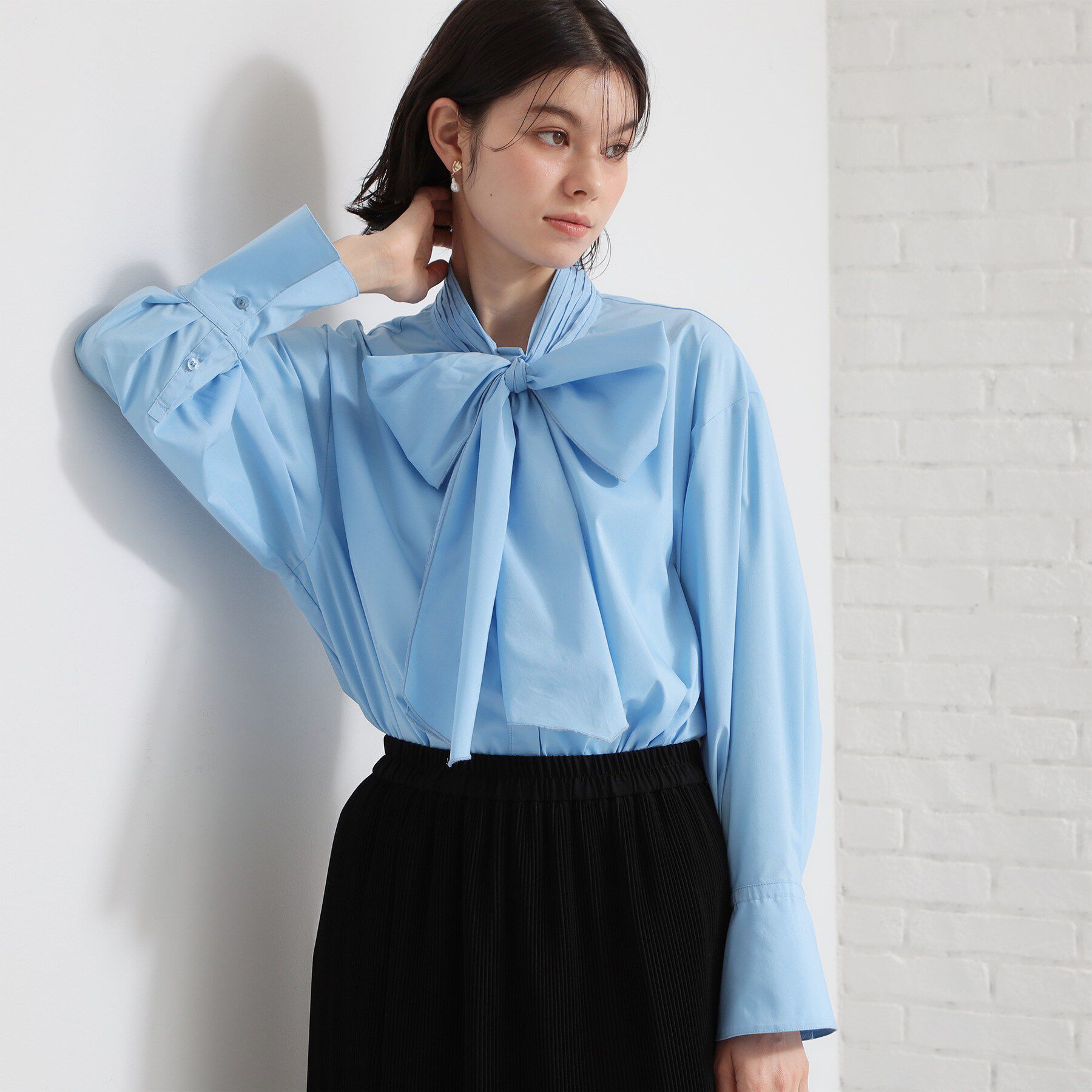 THE SHOP TK「【通勤スタイルに】タックボウタイブラウス」|シャツ・ブラウス|