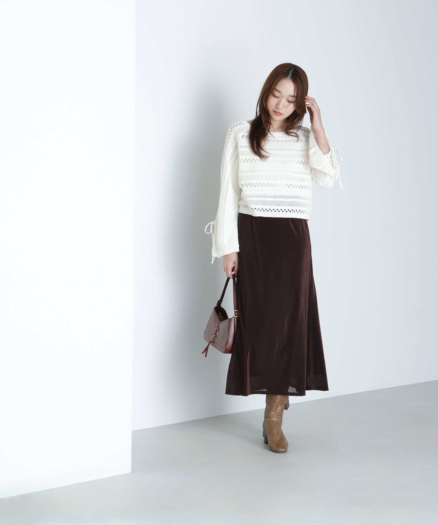  「ベロアライクナロースカート」|スカート|