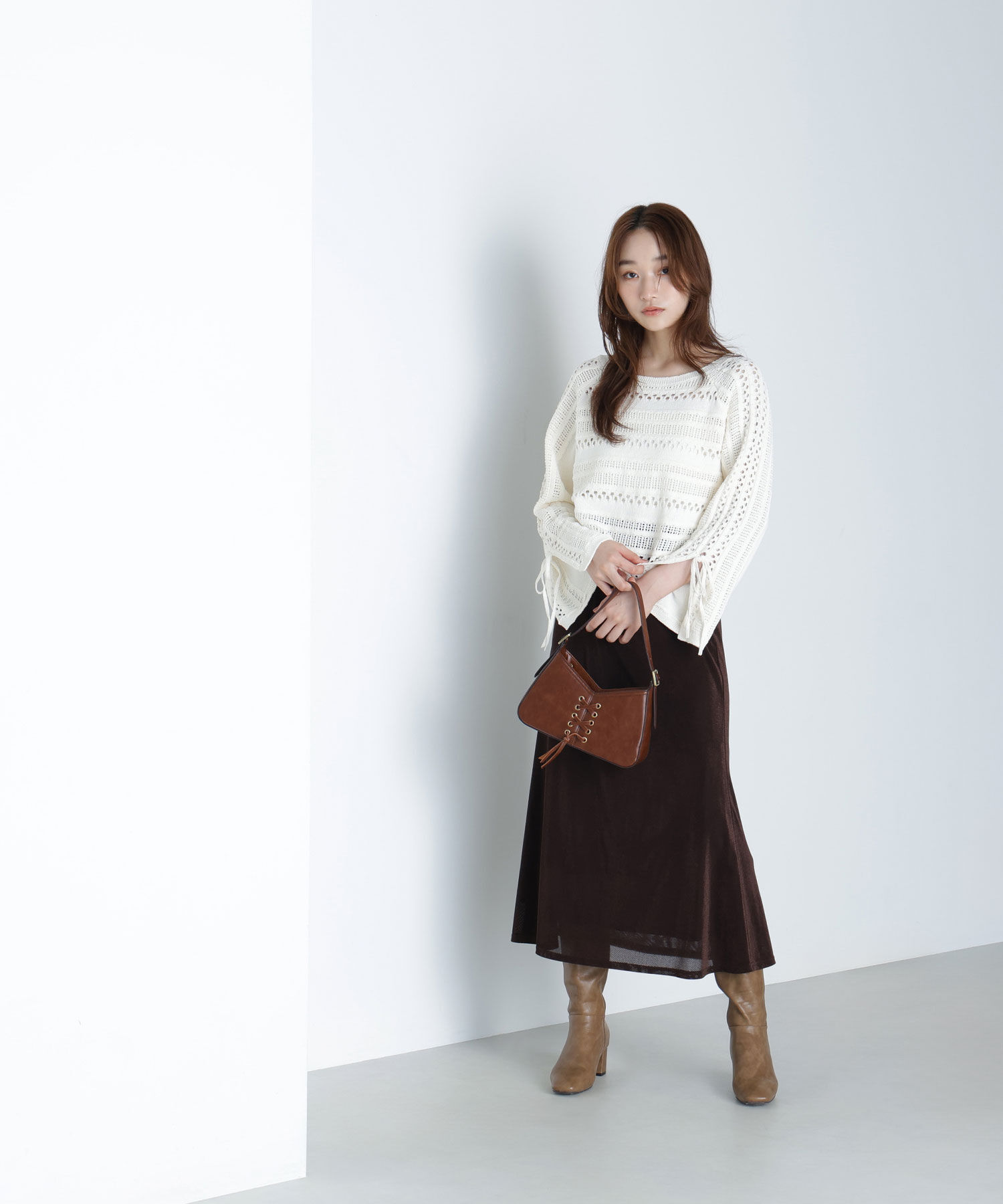  「ベロアライクナロースカート」|スカート|