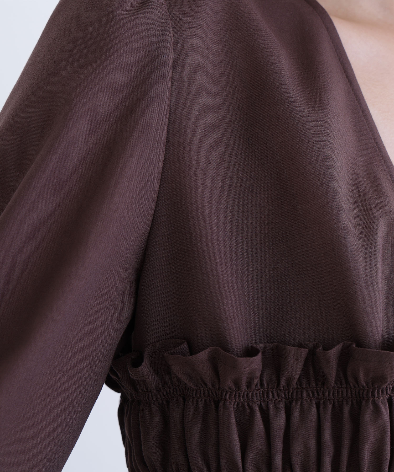  「Vネックシャーリングペプラムブラウス」|シャツ・ブラウス|