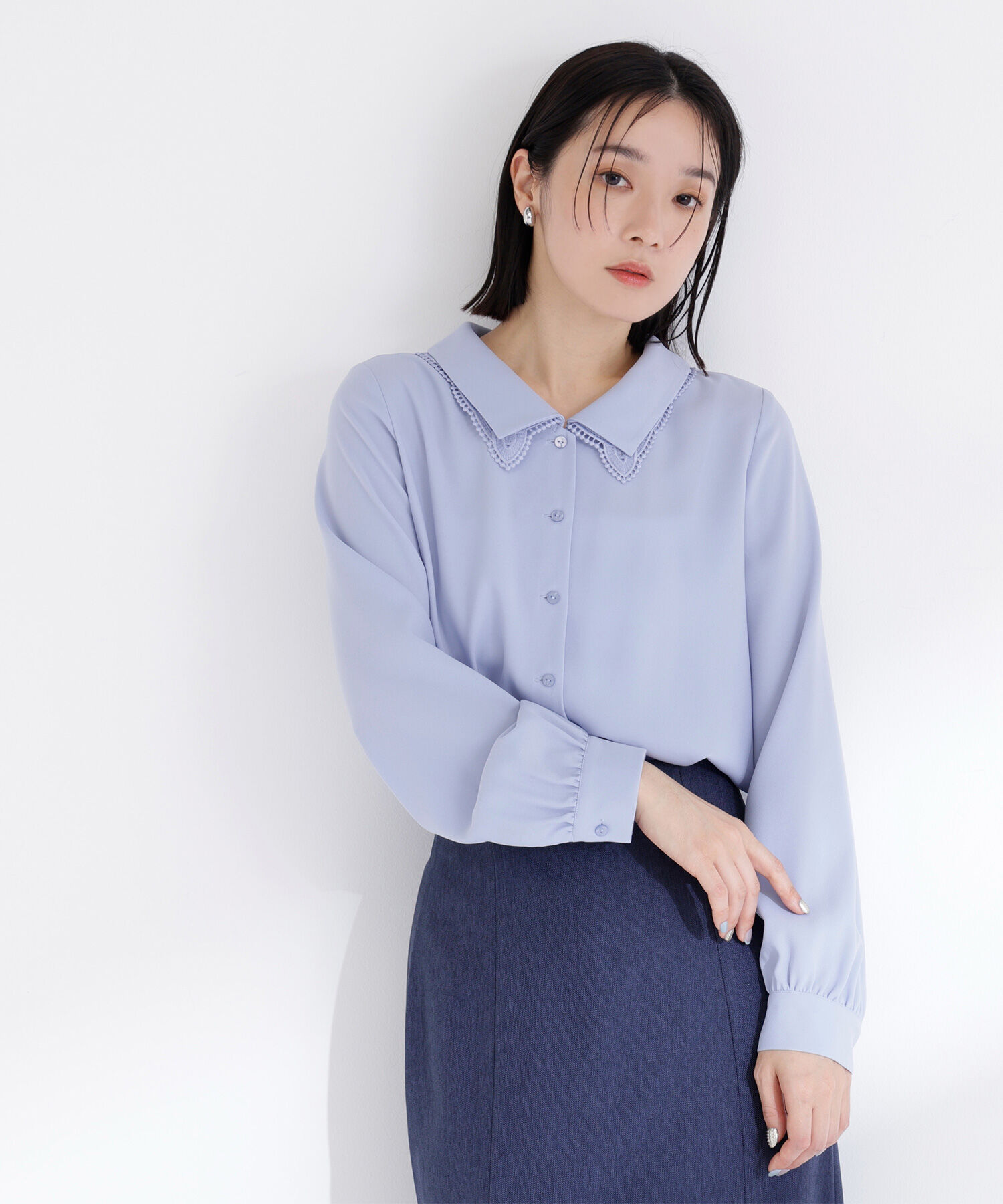  「レースダブルカラーブラウス」|シャツ・ブラウス|