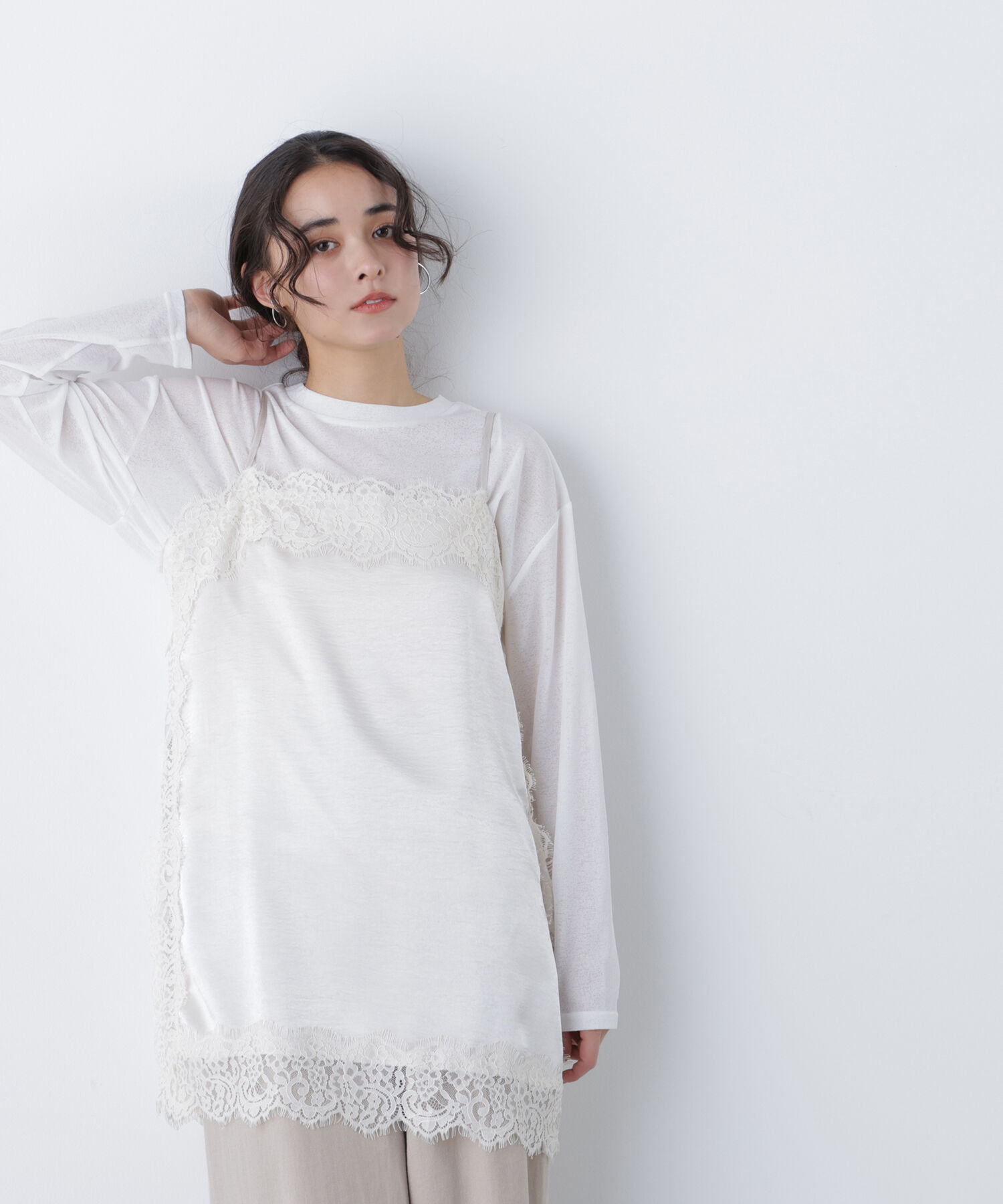  「〈N.〉サテンレースキャミソール」|シャツ・ブラウス|