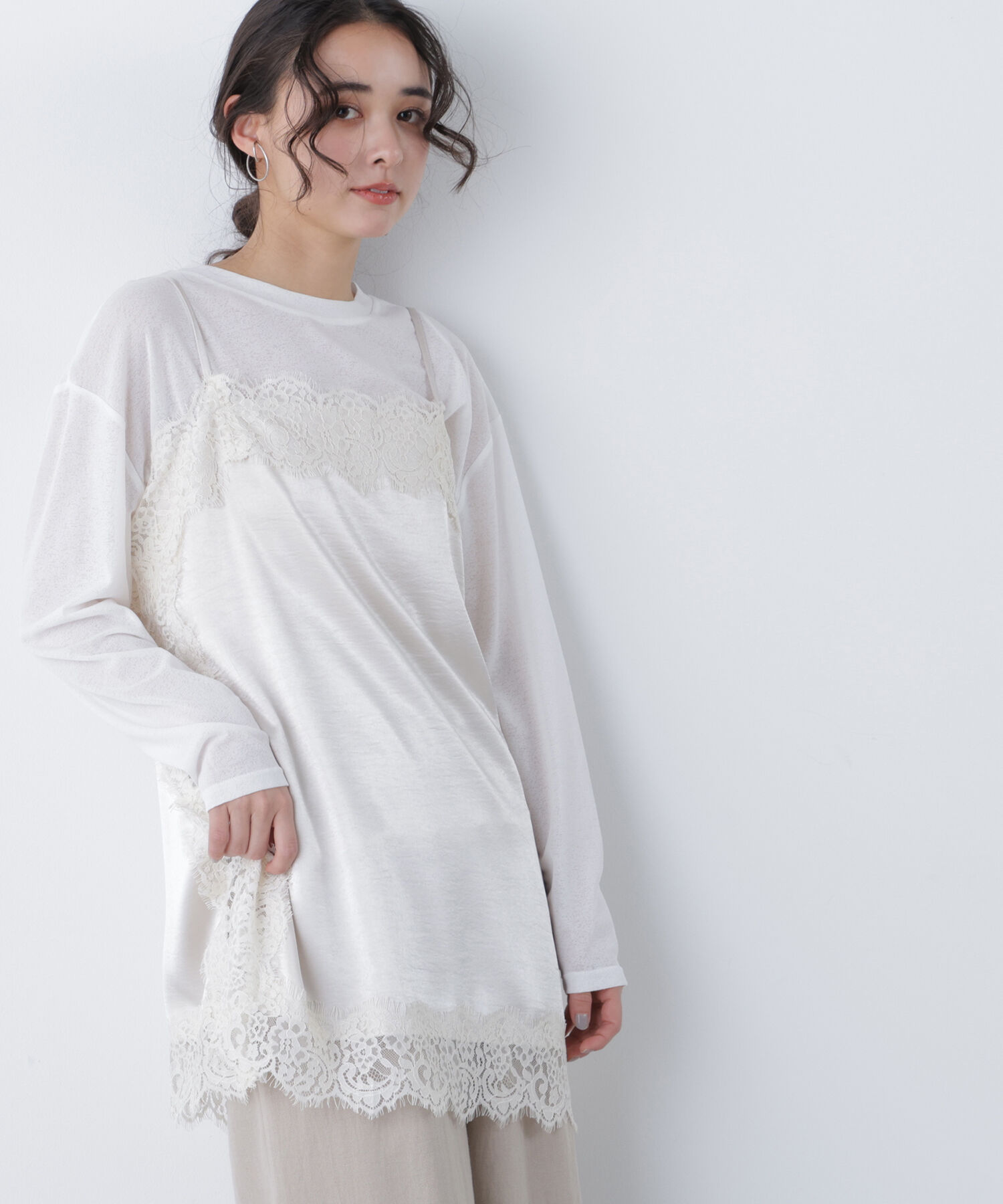  「〈N.〉サテンレースキャミソール」|シャツ・ブラウス|